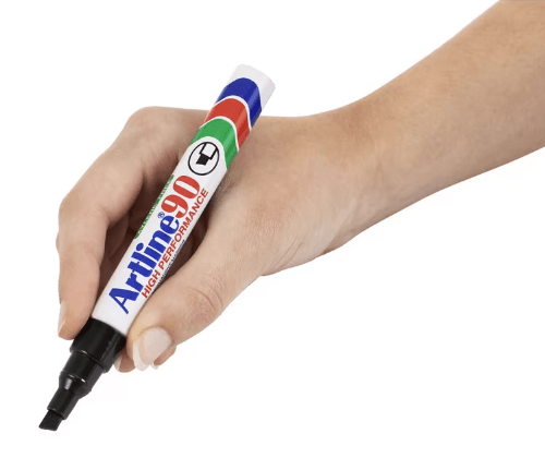 Artline 90 Permanent Marker - 5mm Chisel Tip Black Ink - Ideal for Labeling, Crafting & Office Use