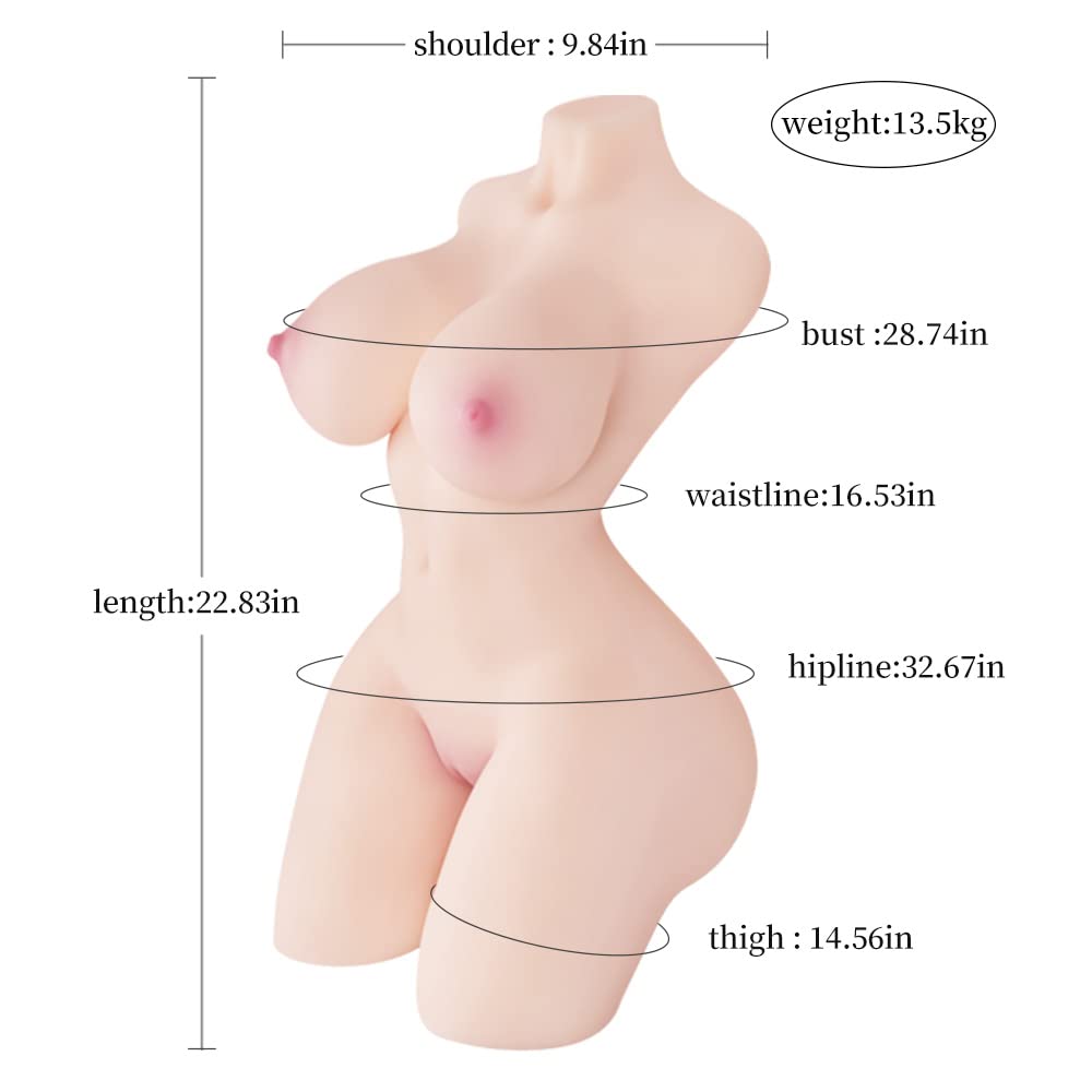 Realistic 30lbs Life-Size Silicone Torso Sex Doll for Men with Plump Breasts & Full Butt - Hands-Free Male Masturbator, Adult Sex Toy with Realistic Vagina & Female Body Design - Perfect for Discreet Solo Pleasure & Fantasy Fulfillment at Home