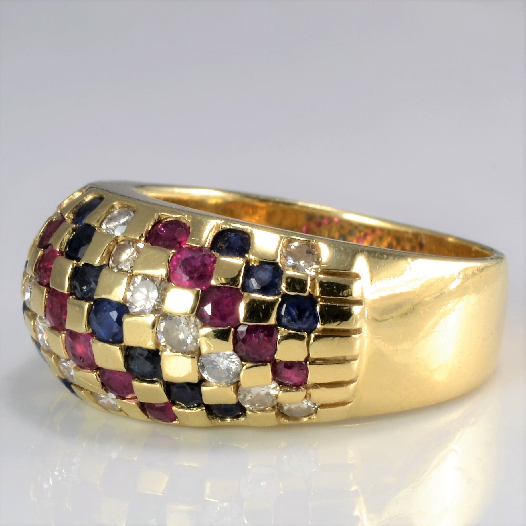 14K Gold Multi Gemstone Dome Ring for Women | 0.30 CTW | Size 5.5 | Elegant Jewelry Gift for Anniversary, Birthday & Special Occasions