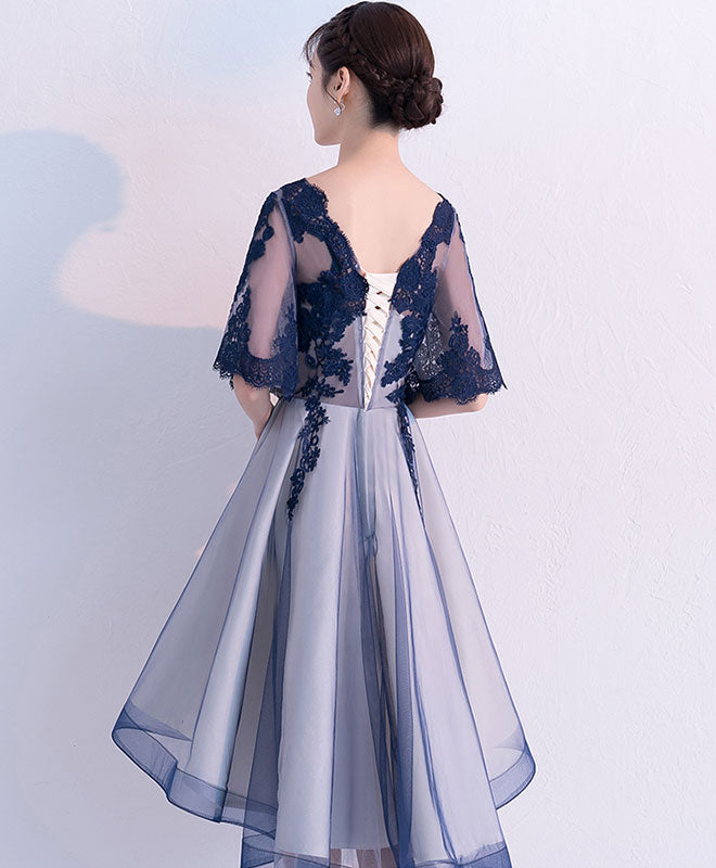 Elegant Blue Lace Tulle Short Prom Dress | Homecoming Party Gown | Perfect for Dances, Weddings & Special Occasions