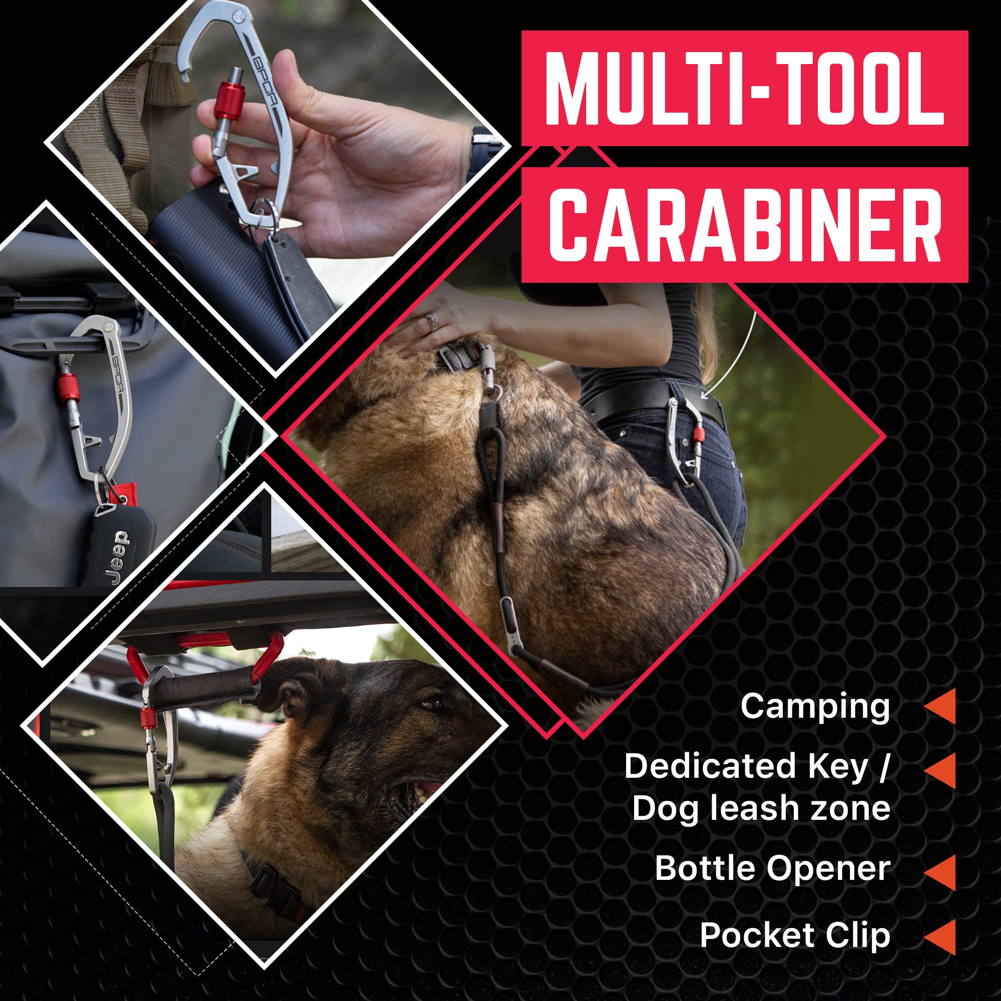 GPCA Heavy Duty Carabiner Keychain Clip - Key Organizer & Key Ring Holder with Bottle Opener - Multi Tool EDC Gear for Keys, Tools, Outdoor Adventures & Everyday Carry (Camping, Hiking, Travel)
