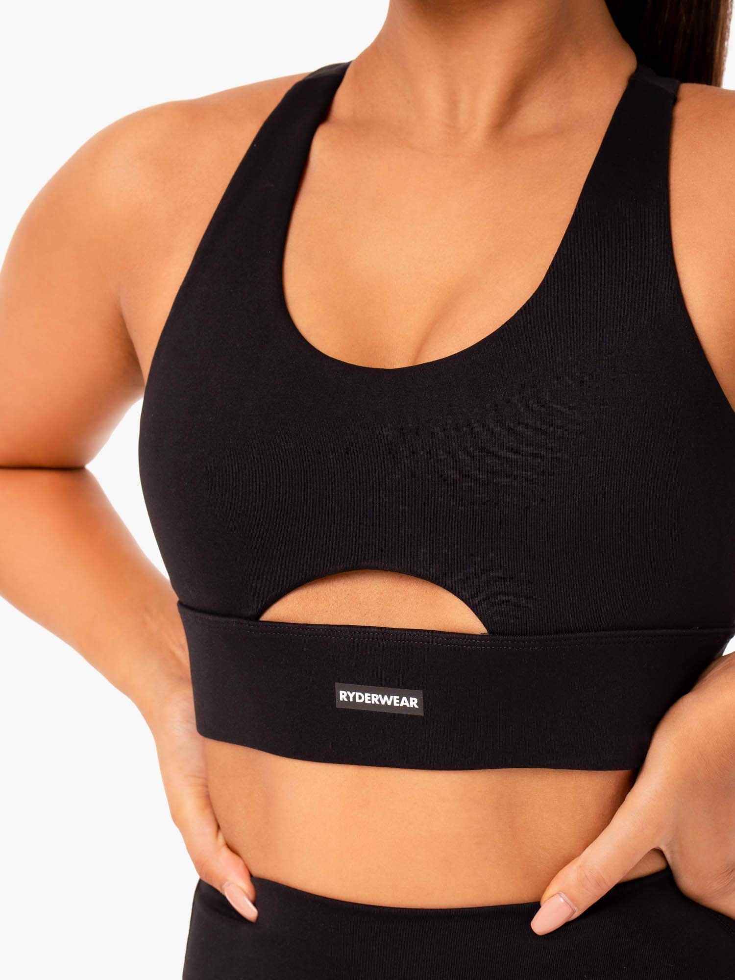 High Support Racerback Sports Bra for Women - Breathable & Moisture-Wicking Workout Top - Black - Perfect for Yoga, Running & Gym Training