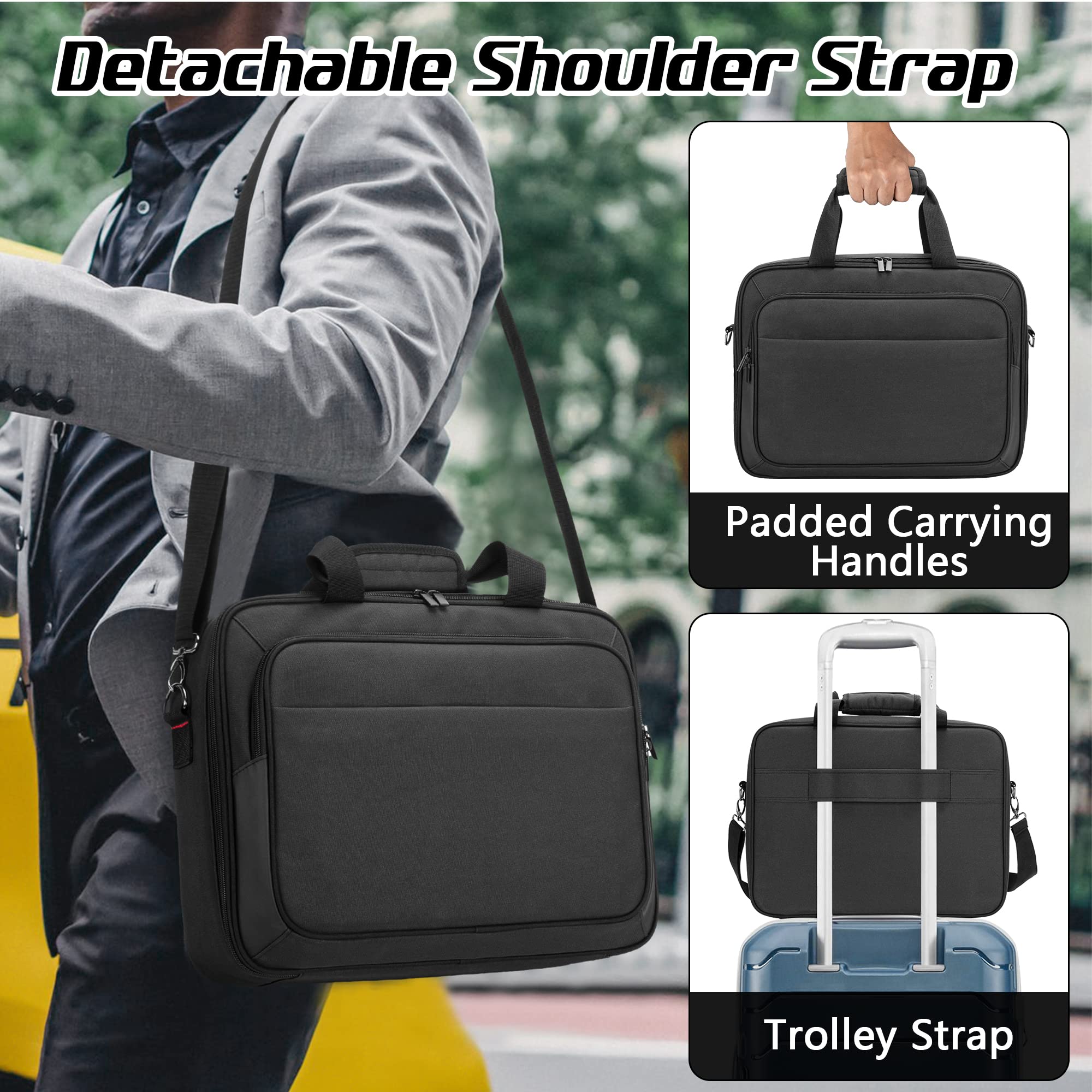 Samdew Portable Printer Carrying Case - Compatible with HP Tango, Tango X, Officejet 250/200 - Travel Laptop Bag with Shoulder Strap & Trolley Handle (Fits 14