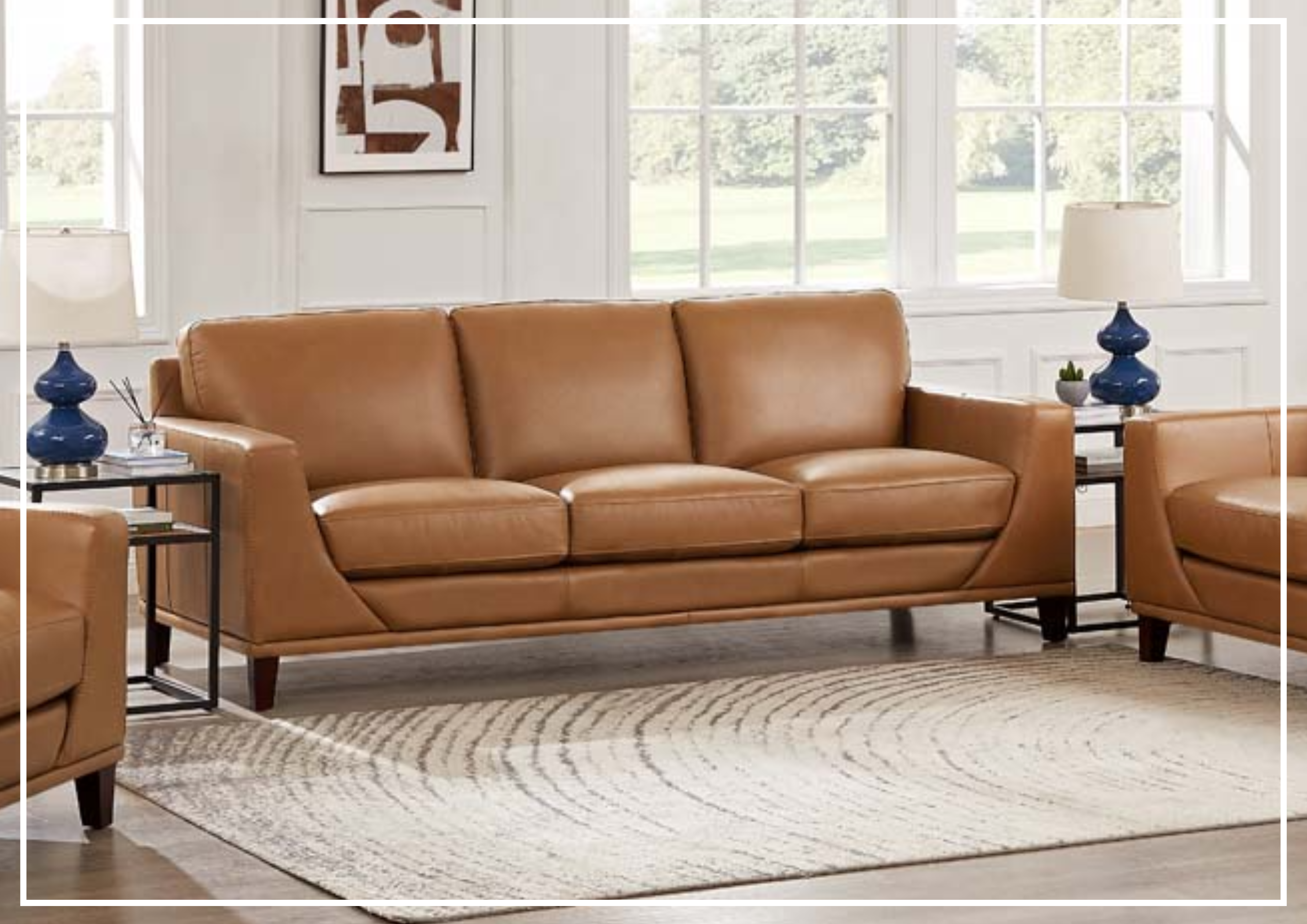 Hydeline Soma 3-Seater Sofa - Genuine Top Grain Brown Leather Couch for Living Room, Lounge & Office - Comfortable Modern Furniture for Home Decor