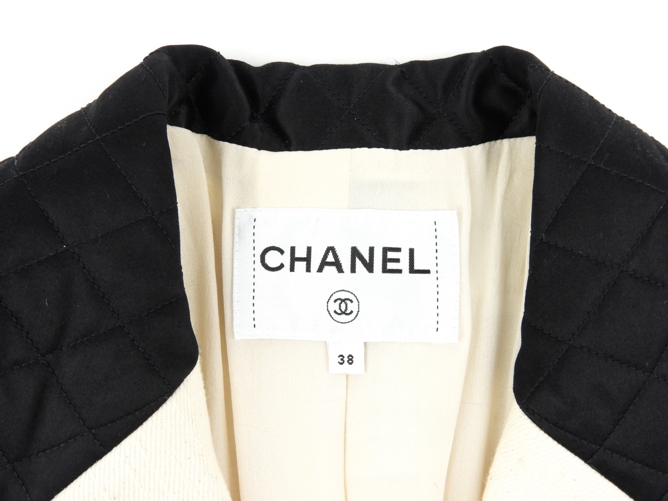 Chanel 21S Ecru Cotton Jacket with Silk Satin Bow Accents - Size FR38 | Luxury Women's Outerwear for Parties & Special Occasions