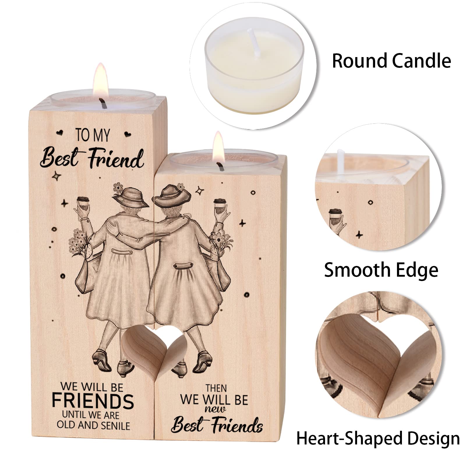 Personalized Candle Holder for Women - Custom Friendship Gift for Best Friend, Birthday, Christmas, Thanksgiving - Perfect for Home Decor, Relaxation, and Romantic Ambiance