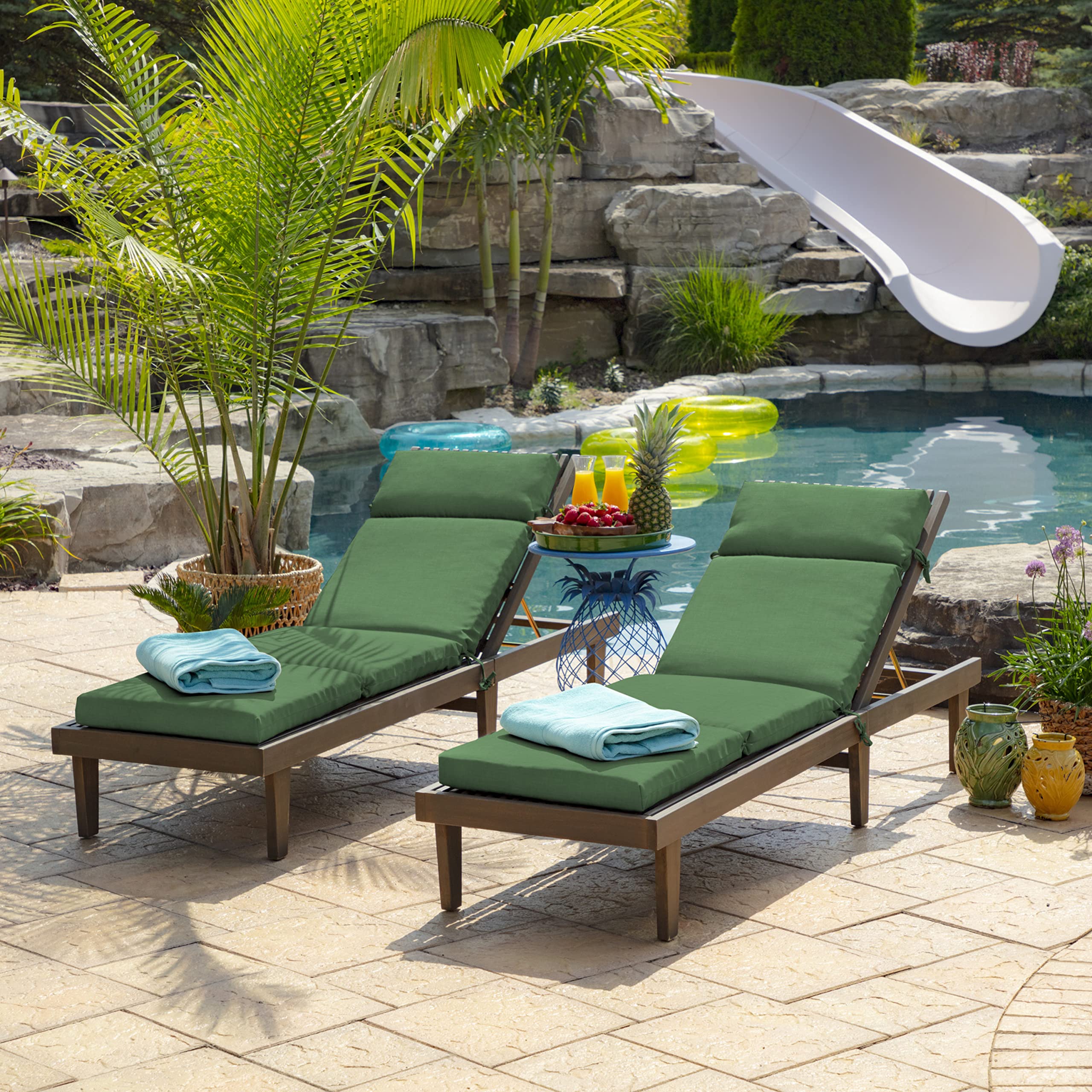 Arden Outdoor Chaise Cushion 21x72 Inches - Waterproof & Fade Resistant Patio Lounge Chair Cushion in Moss Green - Perfect for Poolside, Deck, and Garden Relaxation