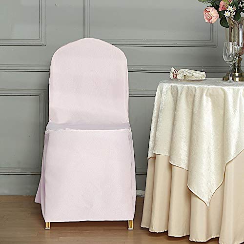 100 Pcs Blush Banquet Chair Slipcovers - Washable Polyester Removable Seat Protectors for Weddings, Parties & Dining Events - Elegant Chair Covers for Home & Event Decor