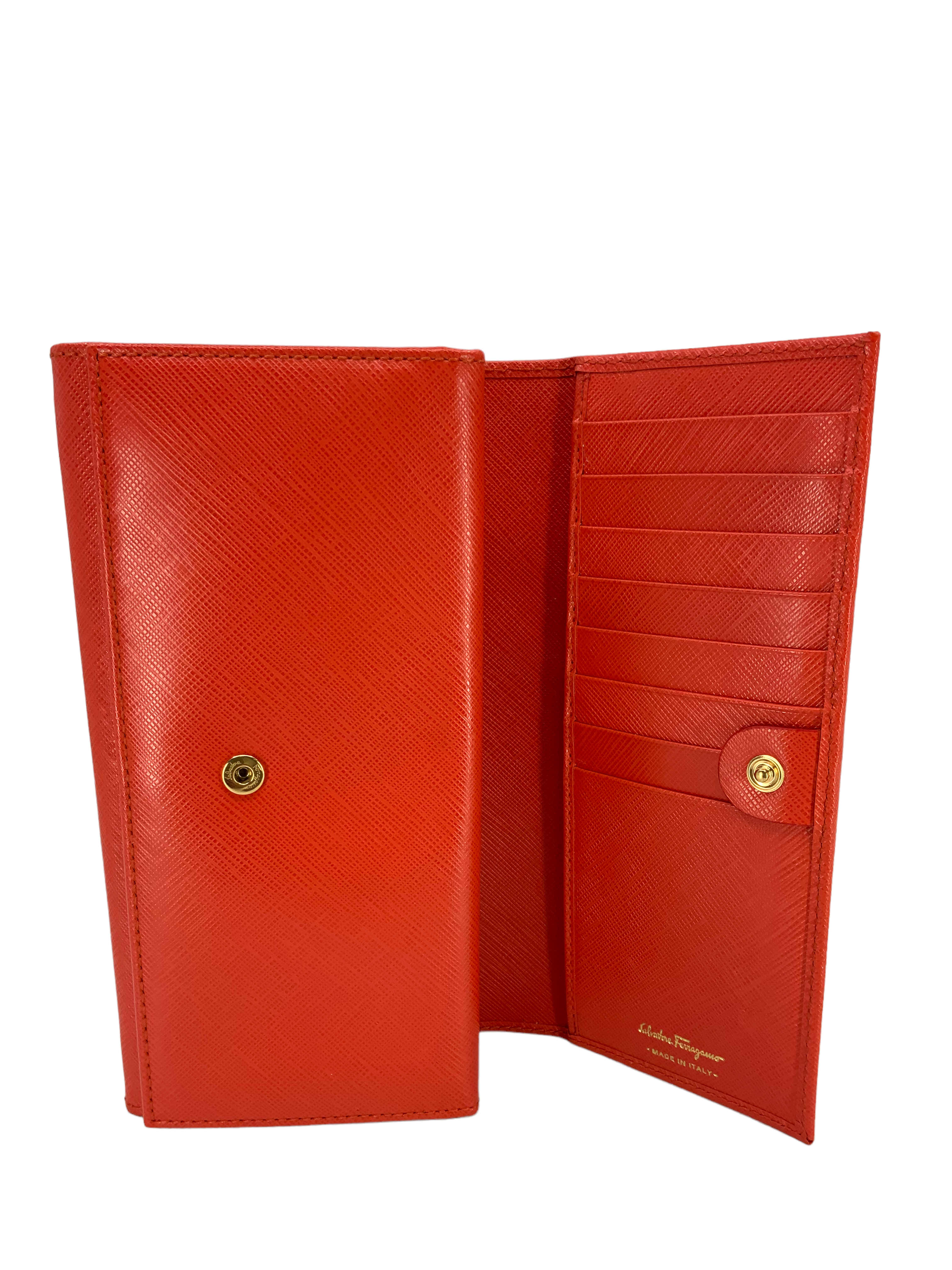 Salvatore Ferragamo Gancini Long Wallet for Men - Genuine Pebbled Calf Leather Bifold Wallet with RFID Protection - Perfect for Business, Travel & Everyday Use