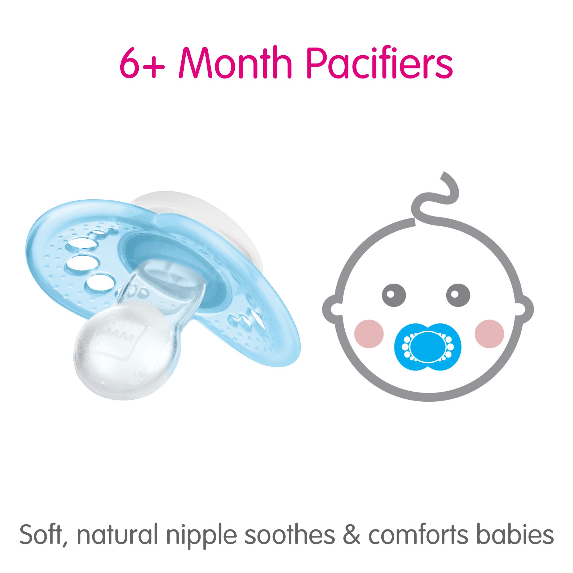 MAM Original Baby Pacifier for 6-16 Months - Orthodontic Nipple Promotes Healthy Oral Development - Includes Sterilizer Case - 2 Pack (Pearl/Girl) - Perfect for Soothing, Teething Relief & Sleep Training