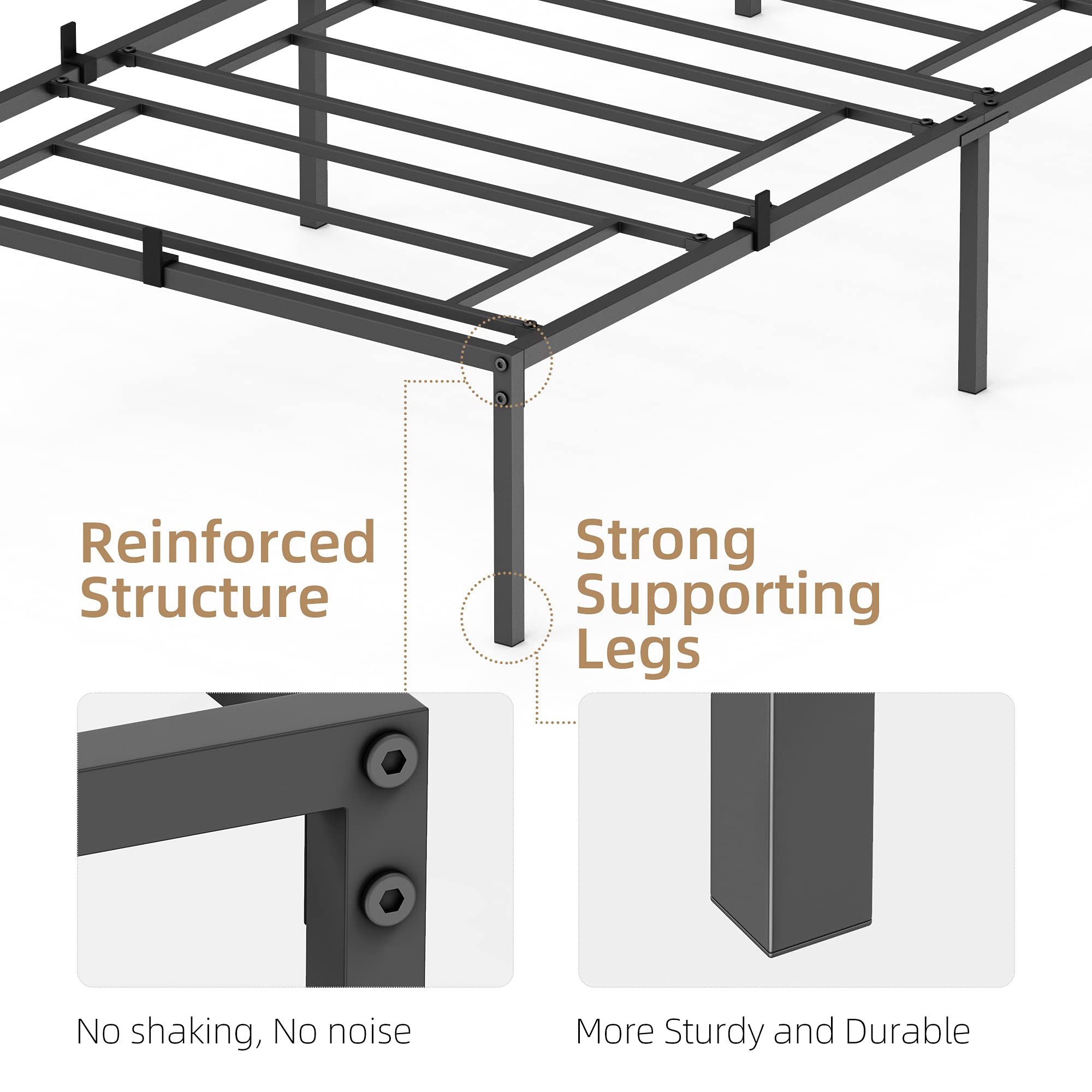 Sturdy Twin Size Bed Frame with Metal Slats - Perfect for Kids Rooms, Guest Beds & Small Spaces | Heavy Duty Support for Mattresses