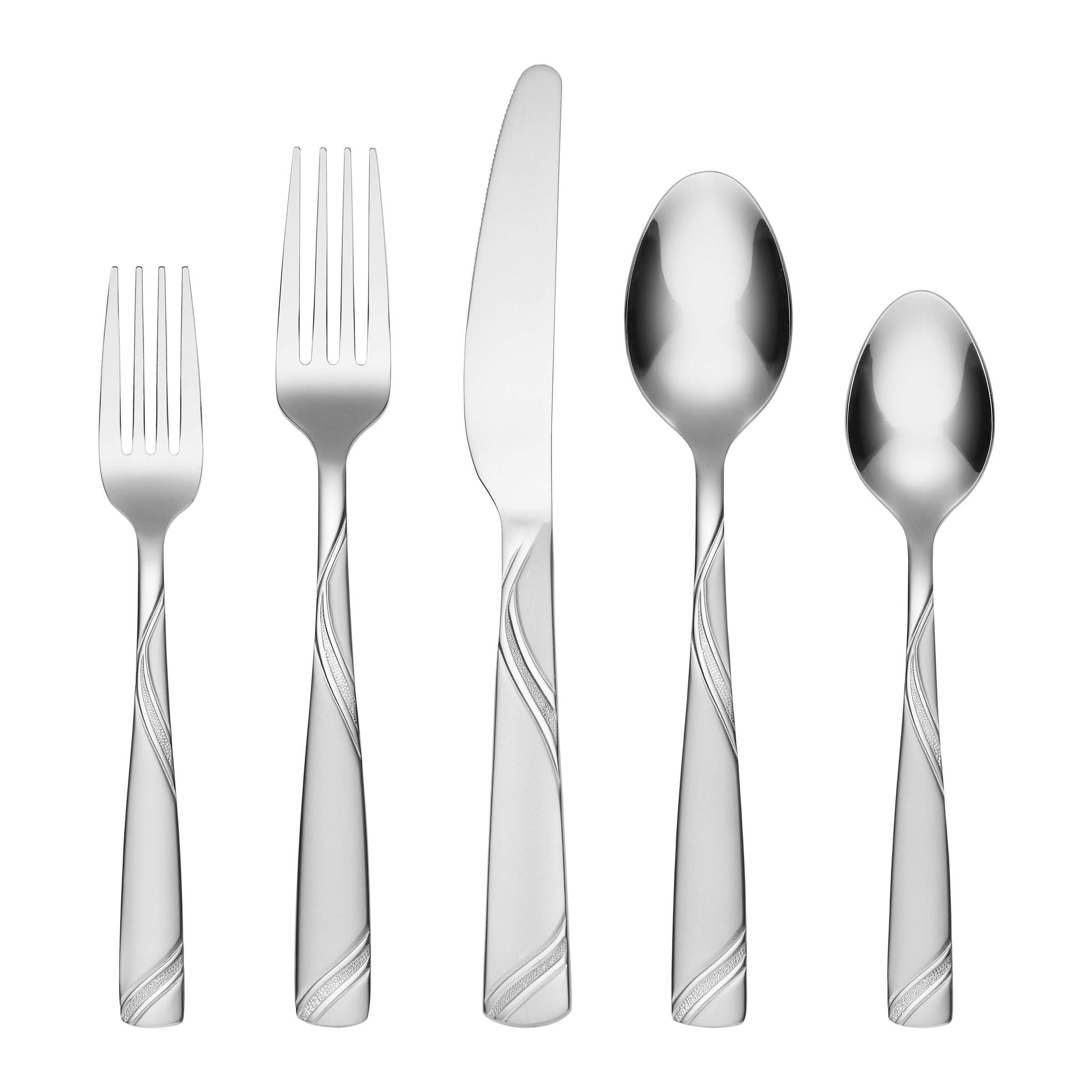 Tabitha Sand 40-Piece Stainless Steel Flatware Set with Chrome Storage Caddy - Elegant Silverware for Dinner Parties, Weddings & Everyday Dining