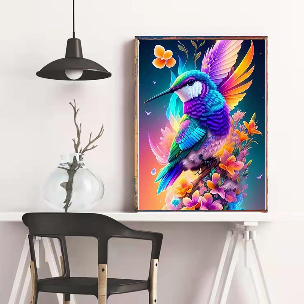 5D Diamond Painting Kit for Adults - Hummingbird Full Drill DIY Diamond Art, 12x16 Inch Wall Decor, Perfect Gift for Home & Office Decoration | Relaxing Craft Hobby for Stress Relief & Creative Expression