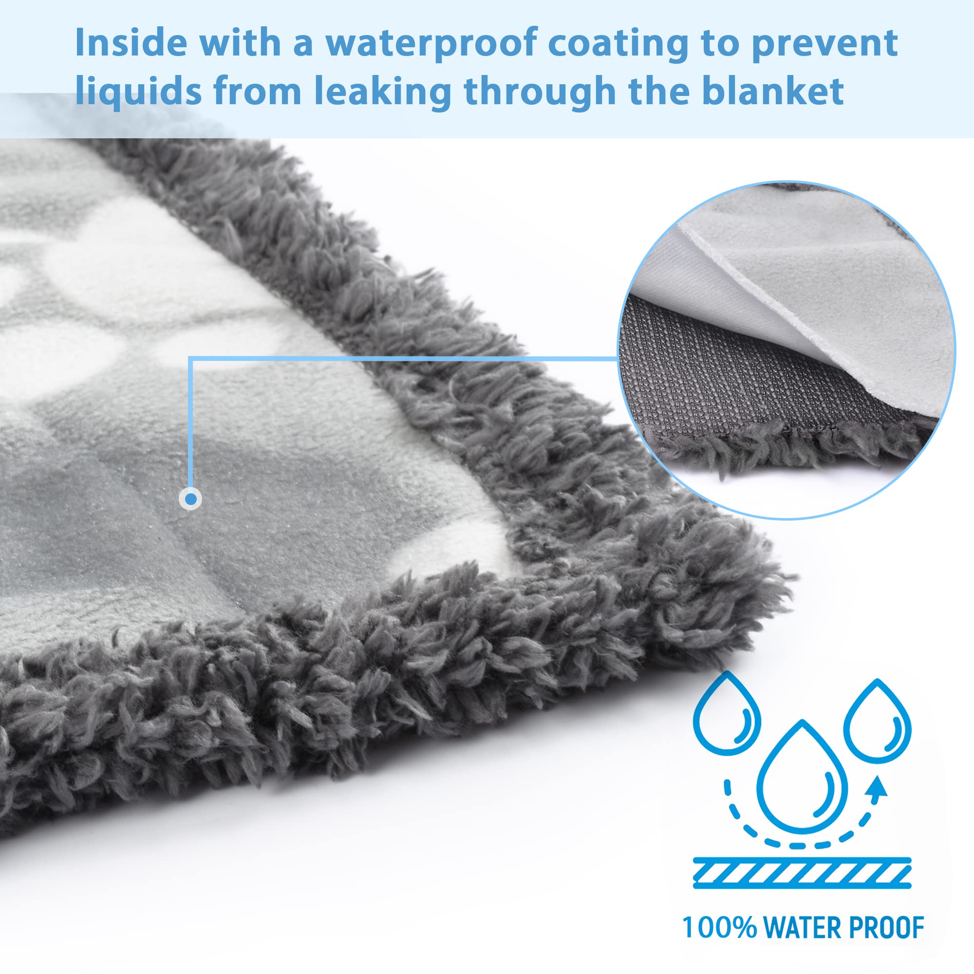 **Catalonia Classic Waterproof Dog Blanket - Reversible Fleece Sherpa Pet Blanket for Small Dogs & Cats, 30