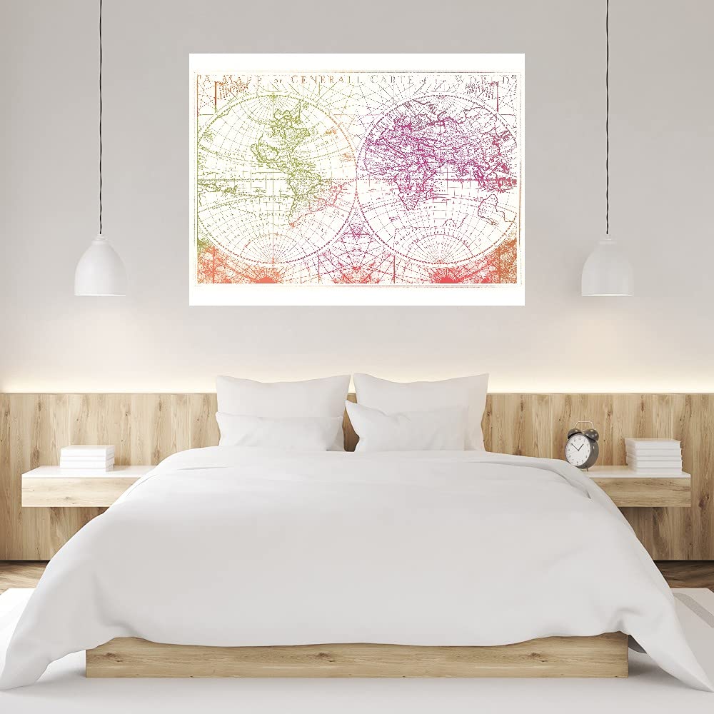 Tom Frazier Fine Art Canvas Map Etching - 46x35 Inch Wall Decor for Living Room, Bedroom, Office & More | Ready to Hang Landscape Artwork | Perfect for Home, Office & Commercial Spaces