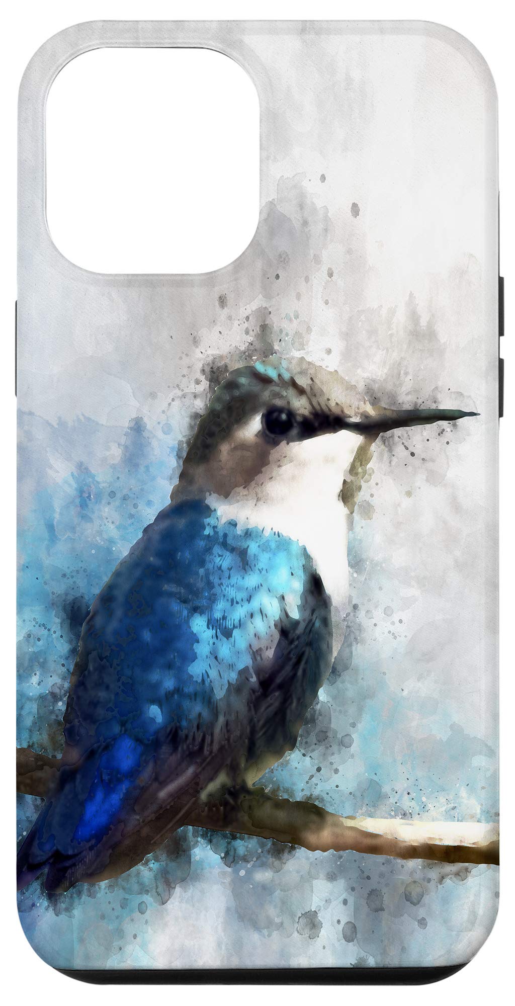 iPhone 12 Pro Max Case - Hummingbird & Teal Blue Watercolor Art Design | Wildlife Animal Theme Protective Cover for Daily Use, Travel & Outdoor Activities