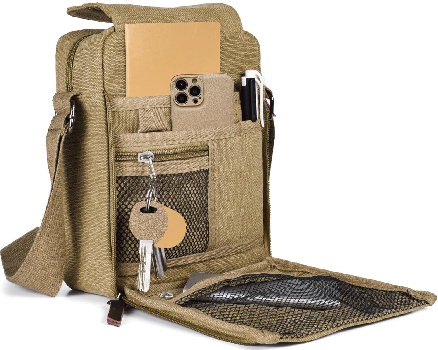 Stylish Unisex Canvas Messenger Bag - Compact Crossbody Shoulder Bag with Multiple Pockets for Travel, Work & Daily Use | Perfect for Men & Women