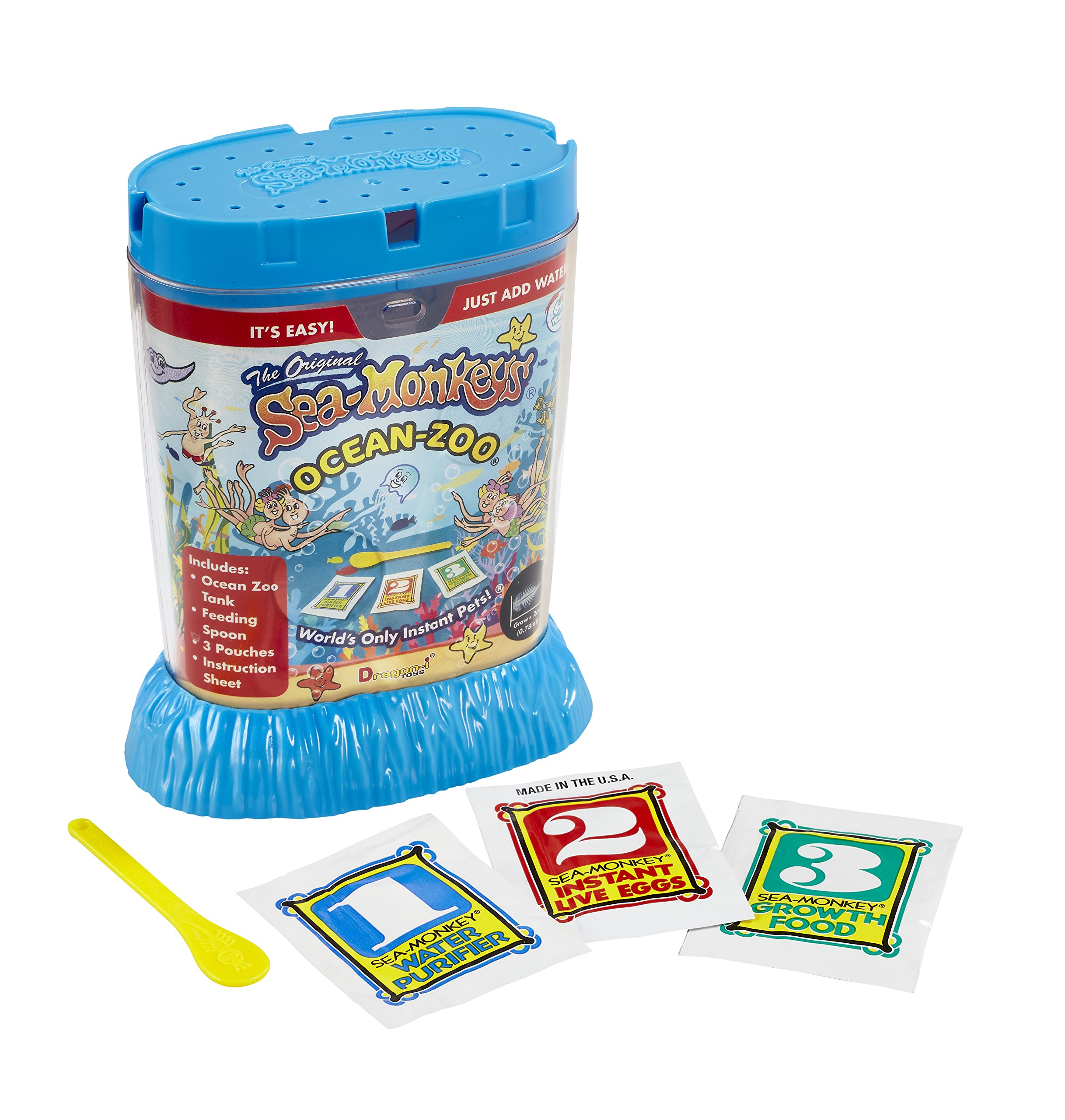 BANDAI Original Sea Monkeys Ocean Zoo Kit - Grow Your Own Aquatic Pets with Eggs, Food & Water Purifier - Fun Science Experiment for Kids & Adults - Perfect for Home, Classroom & STEM Learning Activities