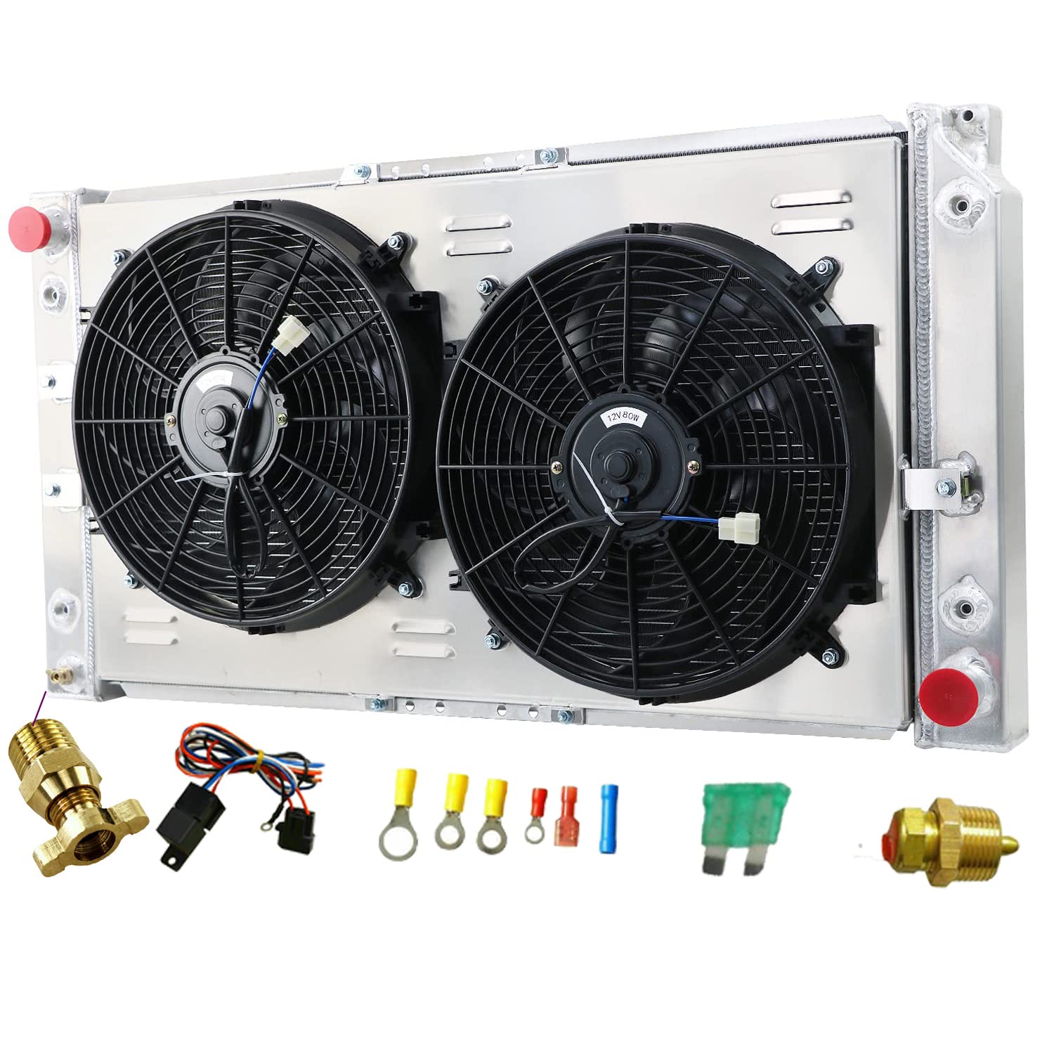 High-Performance Aluminum Radiator for 1994-1996 Buick Roadmaster, Cadillac Fleetwood, Chevy Caprice & Impala 5.7L V8 Gas - 3 Row Core with Dual 14