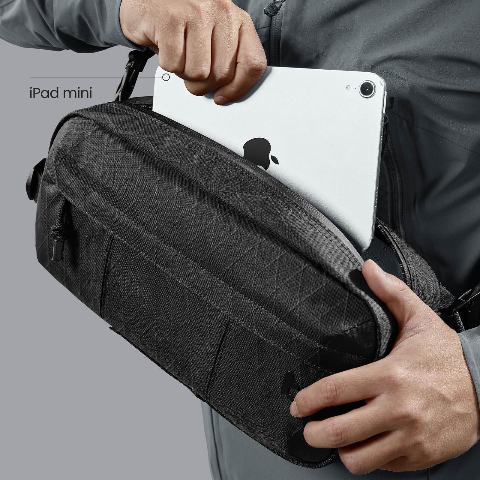 tomtoc 5.5L X-Pac Sling Bag - Durable Water-Resistant Crossbody Chest Bag for Men | Perfect for Steam Deck OLED, ROG Ally X & 2024 iPad mini A17 Pro | Urban Techwear & Tactical Gear | Ideal for Travel, Commuting & Everyday Carry