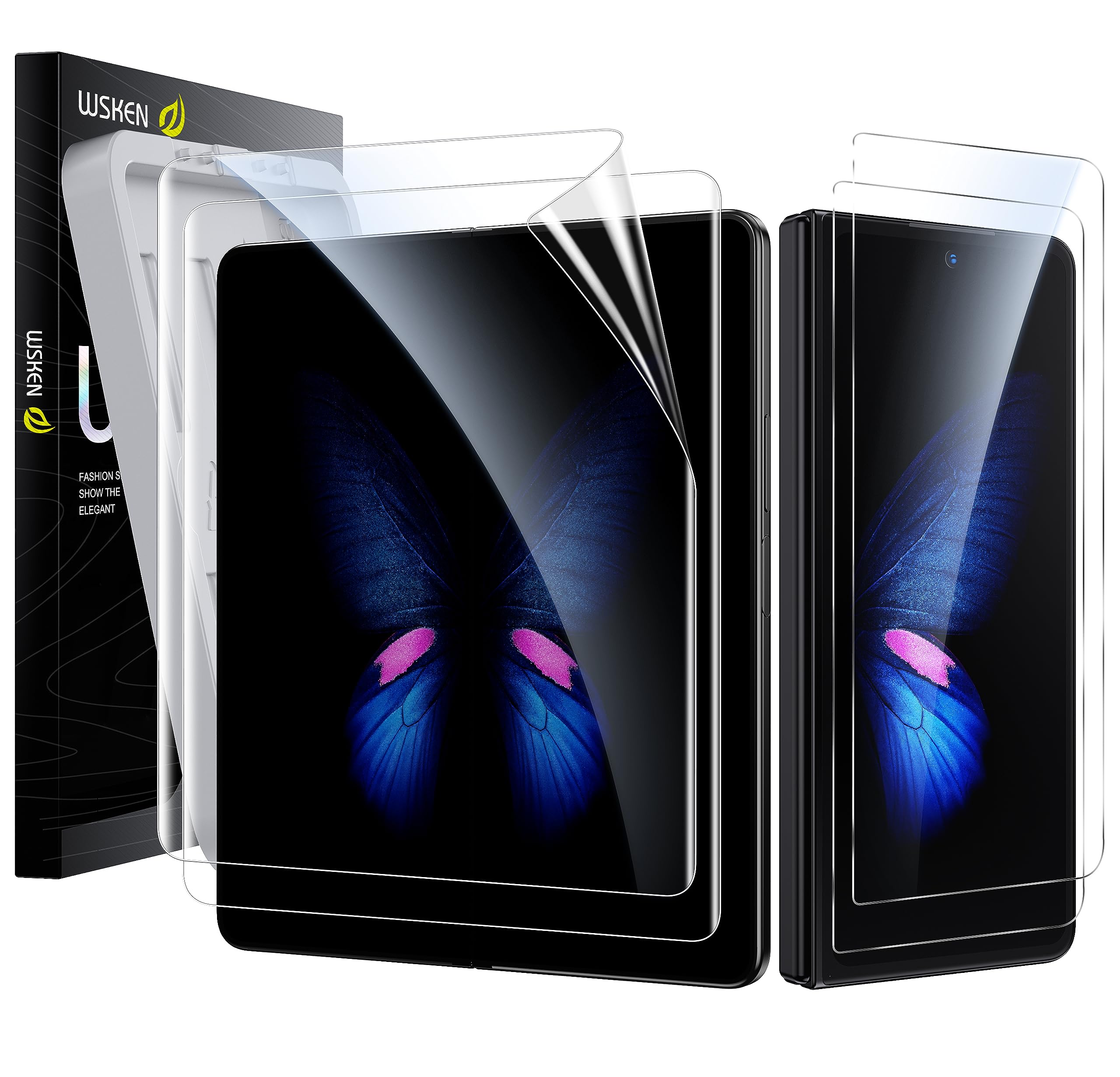 WSKEN Samsung Galaxy Z Fold 5/4 Screen Protector - 2 Pack TPU Film & Tempered Glass - Bubble-Free, Easy Installation - Perfect for Work & Entertainment