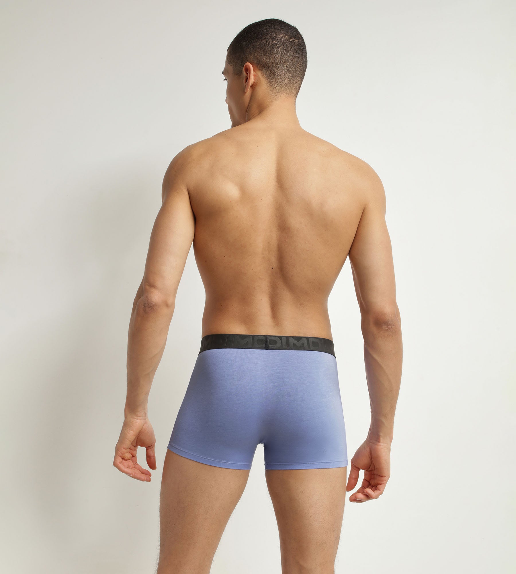 Men's Cotton Modal Boxer Briefs with Contrast Waistband - Blue Dim Classic - Comfortable Underwear for Daily Wear & Active Lifestyle