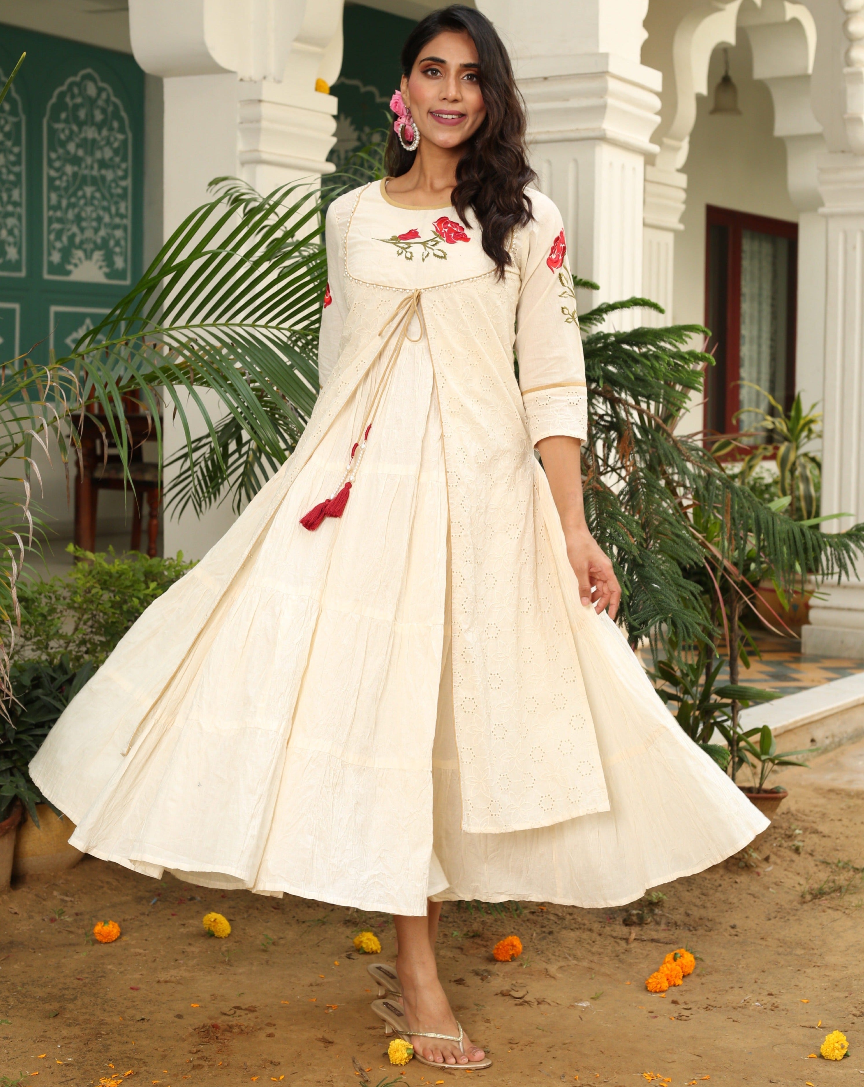 Chandani Soiree White Dress for Women - Elegant Party Gown for Evening Events, Weddings & Special Occasions