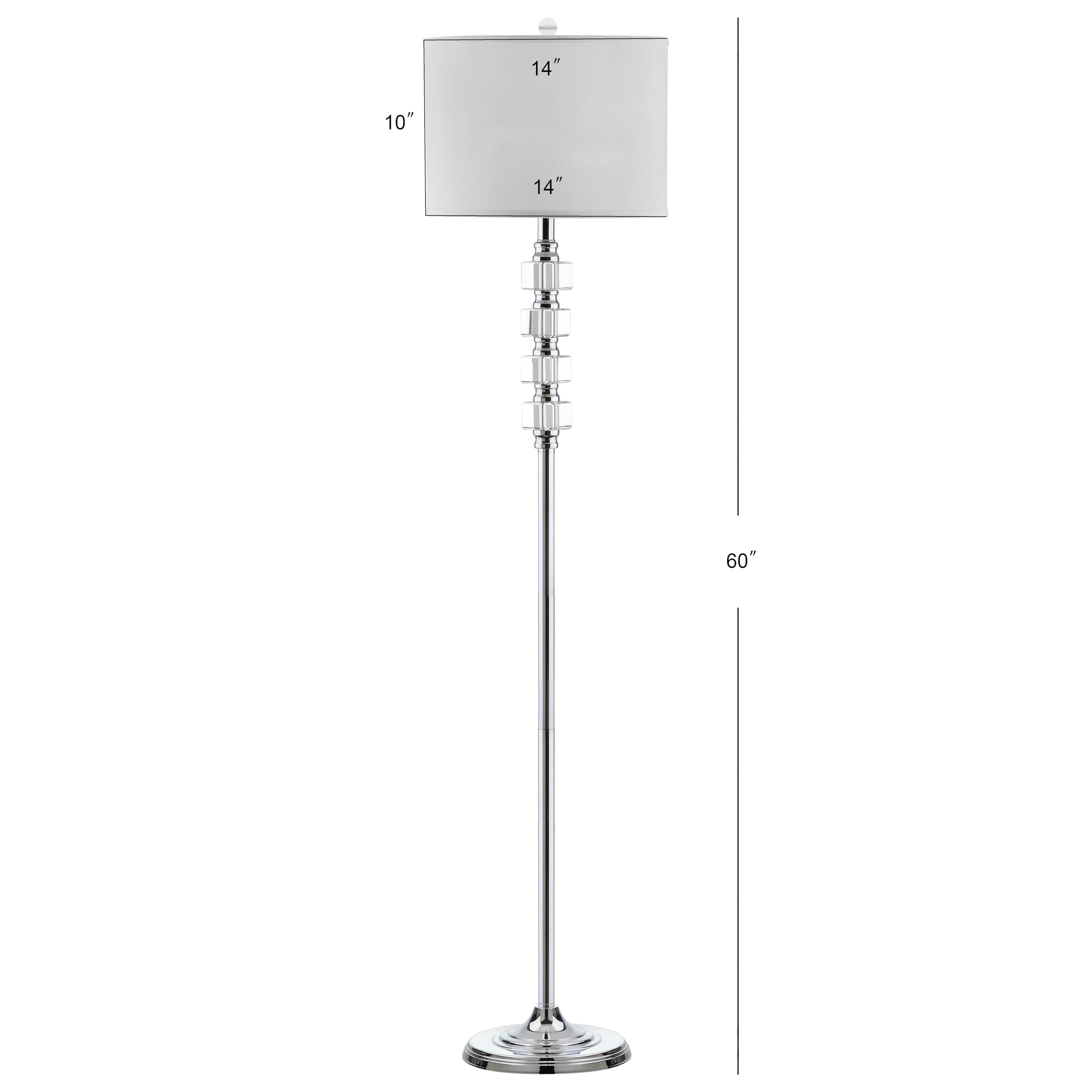 SAFAVIEH Lombard Street 60-inch Crystal & Chrome LED Floor Lamp - Modern Standing Light for Living Room, Bedroom, Home Office - Bright Lighting Solution with Included LED Bulb (Ideal for Reading, Decor & Ambient Lighting)