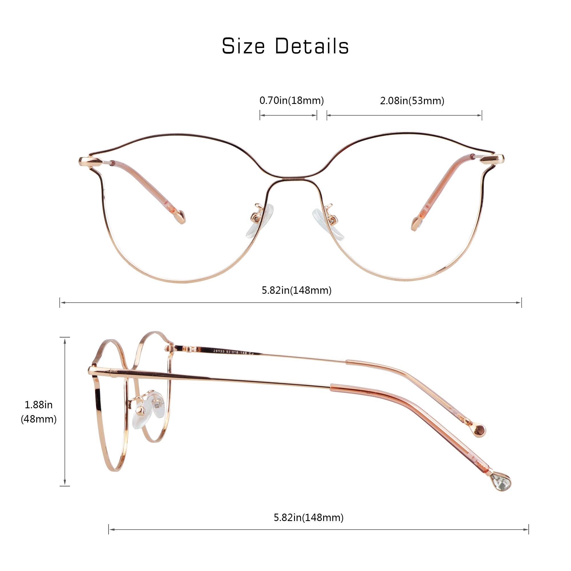 VisionGlobal Blue Light Blocking Glasses for Women - Anti Eyestrain Computer Glasses with Stylish Oval Frame for Office Work, Gaming & Screen Time Protection