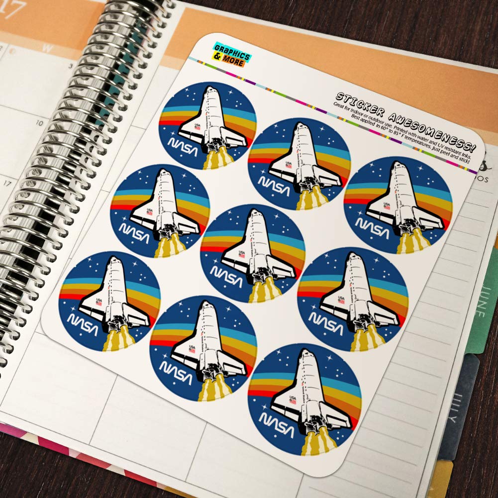NASA Logo Space Shuttle Rainbow Planner Stickers - Scrapbooking, Journaling, DIY Craft Supplies for Bullet Journals, Calendars & School Projects