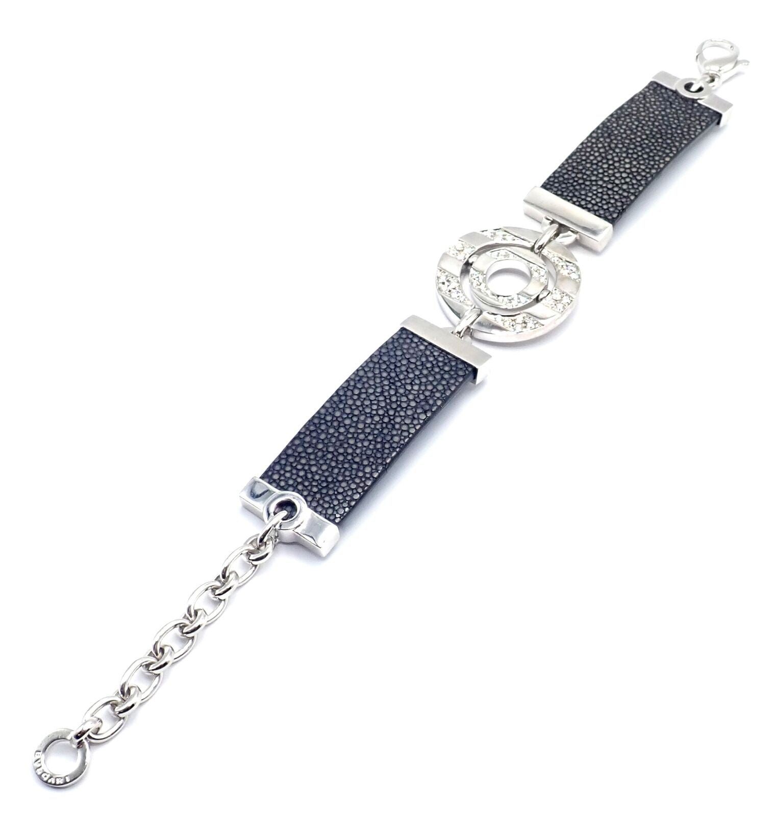 Authentic Bvlgari Bulgari Astrale 18k White Gold Diamond Shagreen Bracelet for Women - Luxury Jewelry Gift for Anniversary, Wedding & Special Occasions