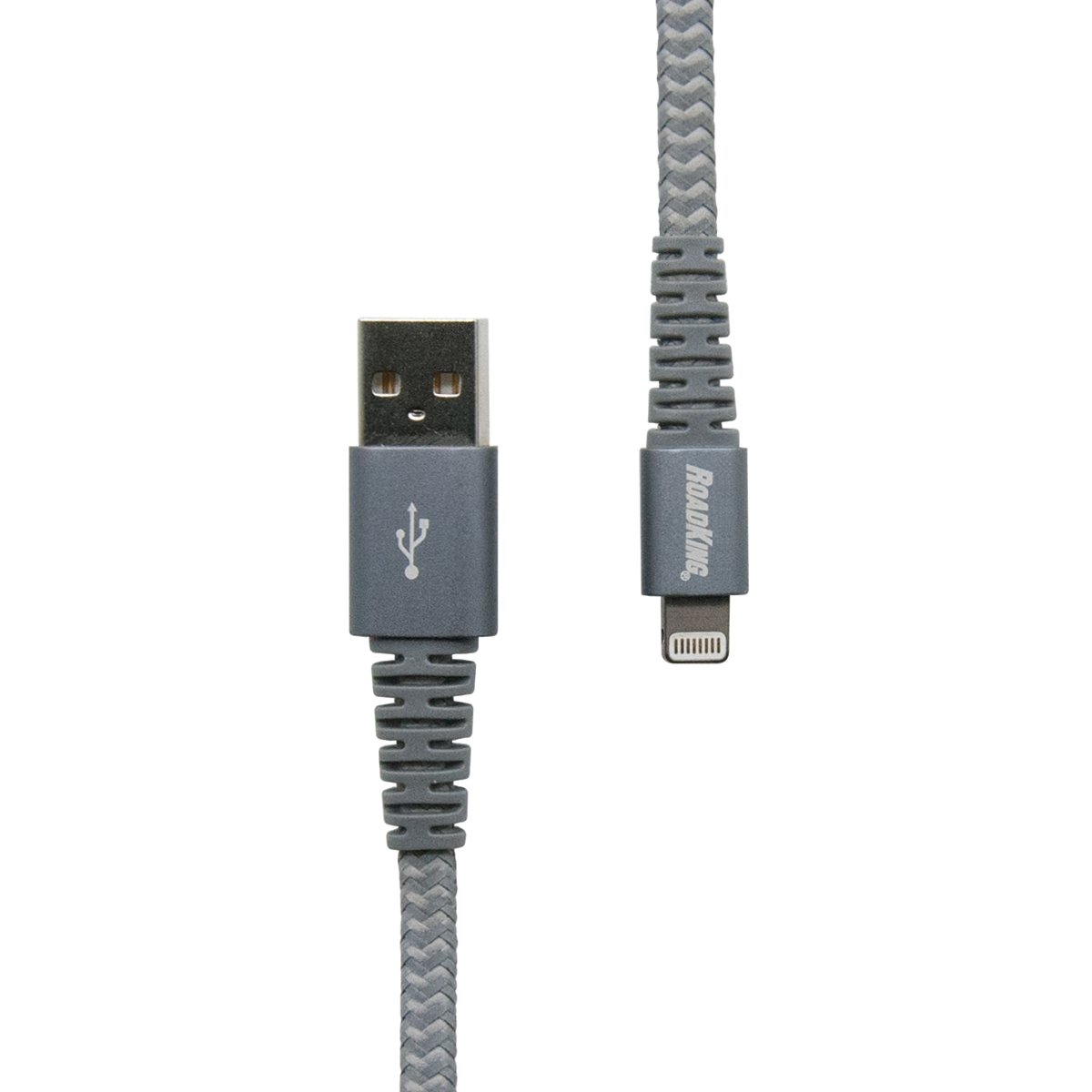 RoadKing Lightning® Compatible Charge and Sync Cable - 6ft Reflective Braided Heavy-Duty Nylon Cord for iPhone, iPad (Silver) | Fast Charging & Data Transfer | Perfect for Travel, Home, Office & Outdoor Use