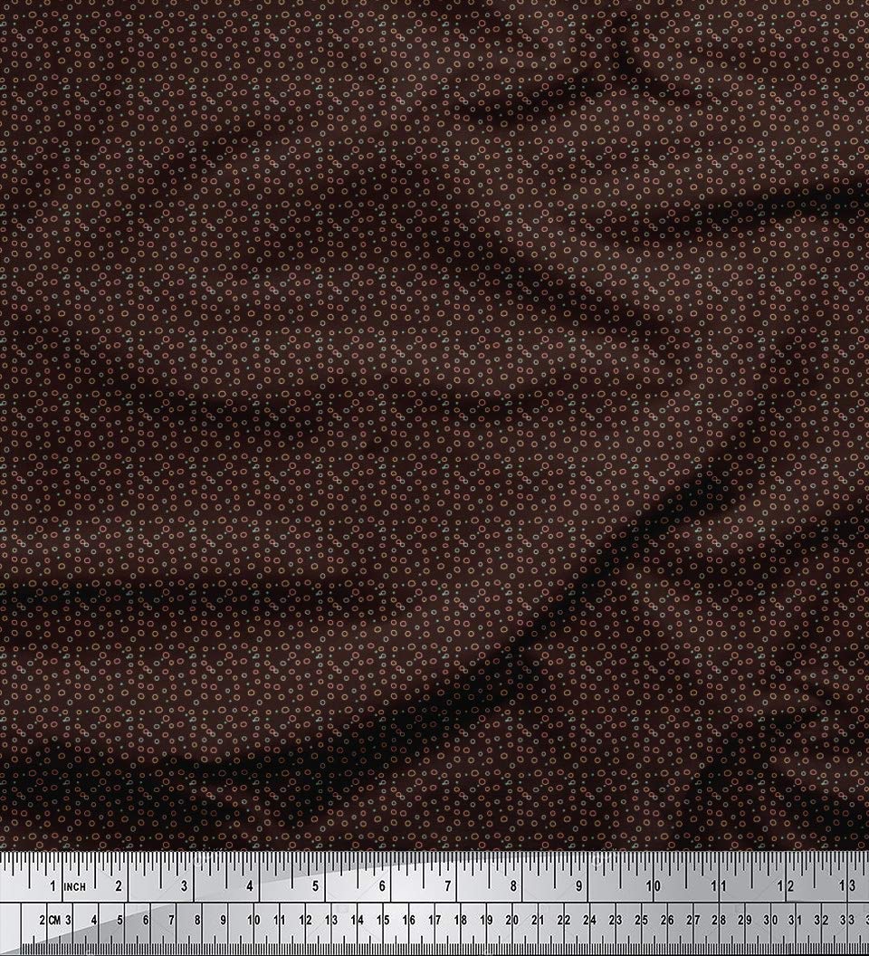 Soimoi Moss Georgette Brown Fabric by The Yard - 42 Inch Wide Geometric Printed Textile with Line & Circle Contemporary Artistic Patterns for Dresses, Curtains & DIY Fashion Projects