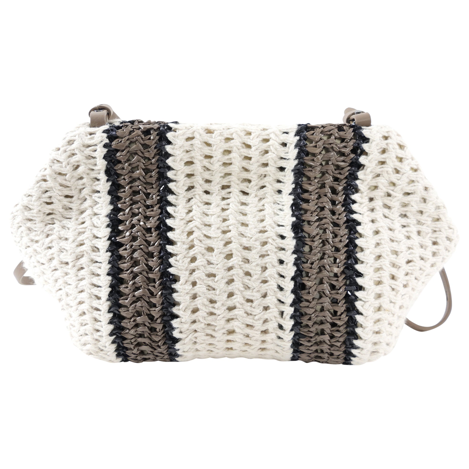 Brunello Cucinelli Woven Stripe Clutch Bag for Women - Luxury Designer Handbag with Leather Accents - Perfect for Evening Events, Parties & Special Occasions