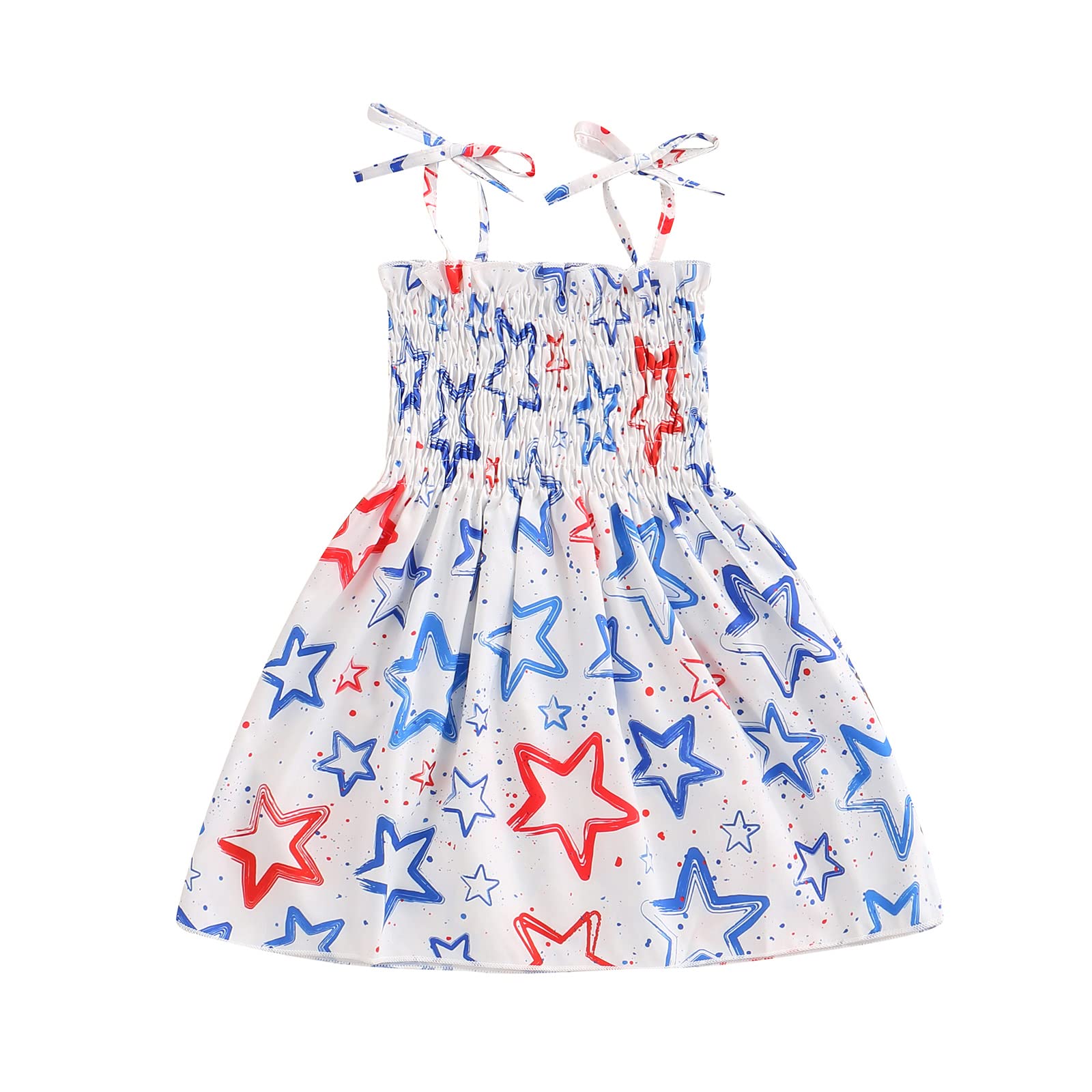 Wociccou Toddler Baby Girls Summer Dress - Sleeveless Straps American Flag Princess Sundress for Kids | Perfect for Beach, Playdates & 4th of July Celebrations