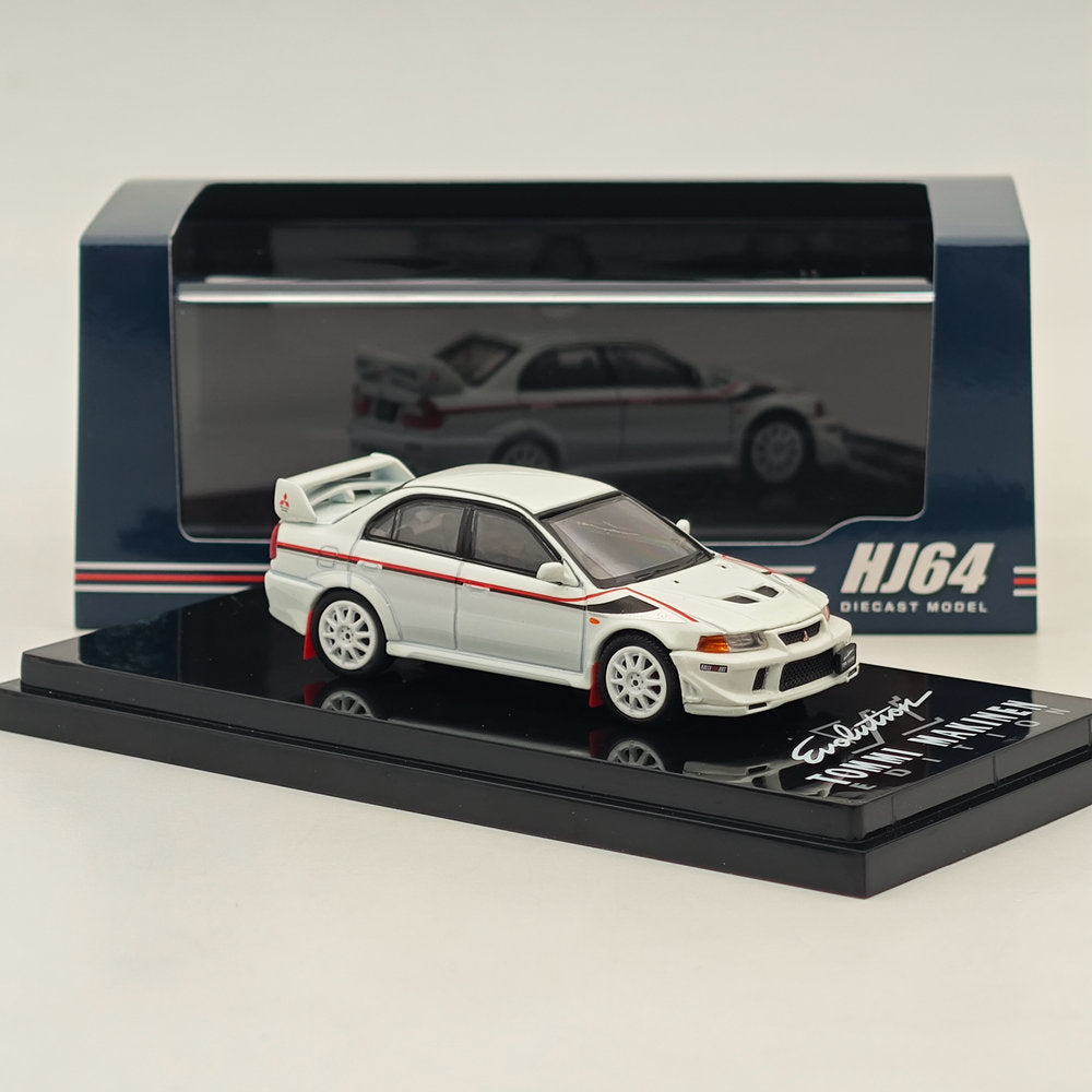 1/64 Scale Mitsubishi Lancer GSR Evolution VI Diecast Model Car - White HJ642033CW | Collectible Hobby Japan Miniature for Car Enthusiasts & Display Showcase
