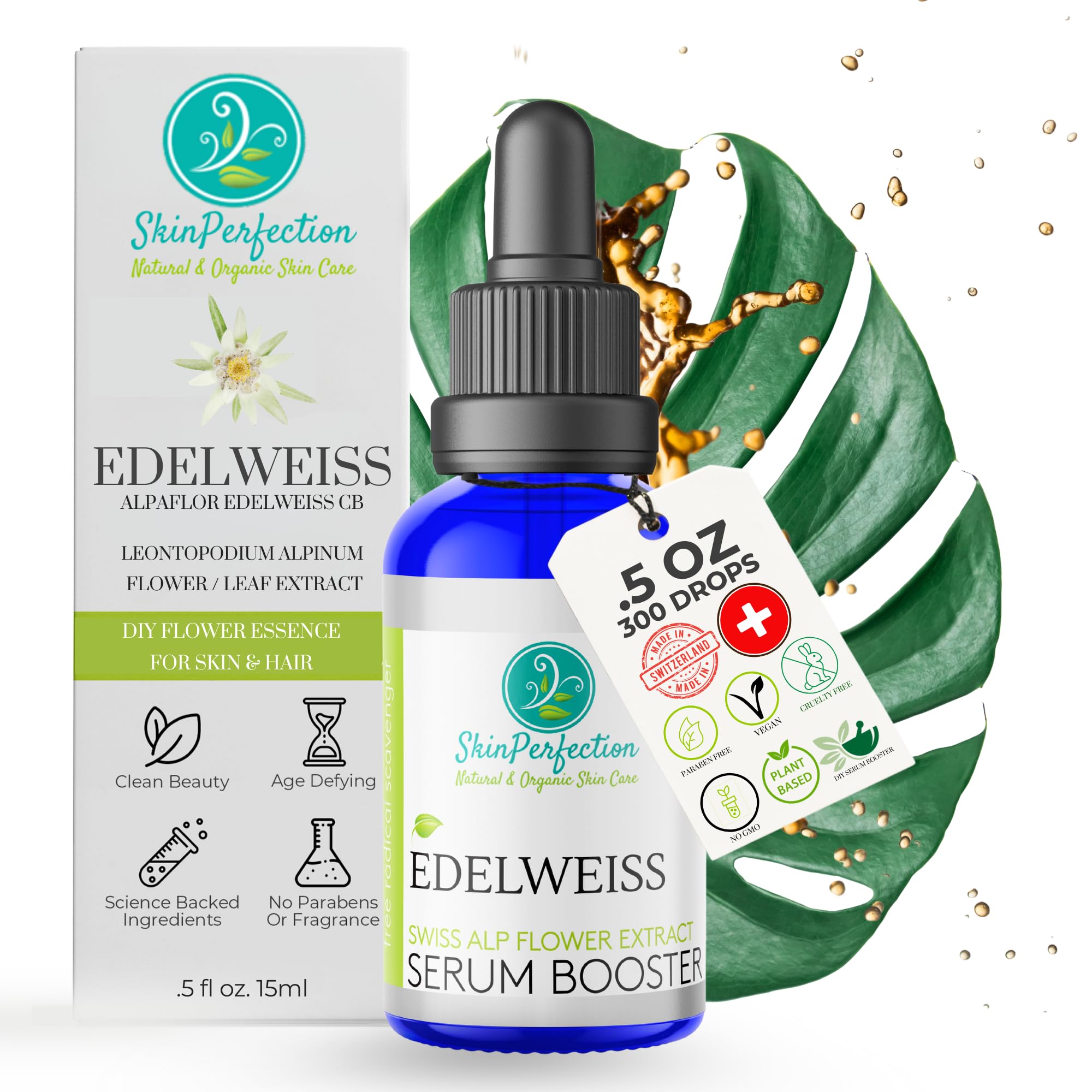 Edelweiss Antioxidant Extract - Natural Vitamin C Serum for Anti-Aging & Hydration | Brightens Skin, Reduces Wrinkles | DIY Skincare, Face Lotion & Serum Base | Perfect for Daily Skincare Routine & Night Treatment
