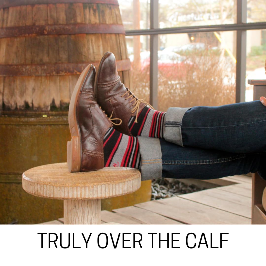 Premium Men's Over the Calf Dress Socks - 9 Pack Soft Cotton Long Socks That Stay Up | Formal & Business Attire | Perfect for Office, Weddings & Special Occasions