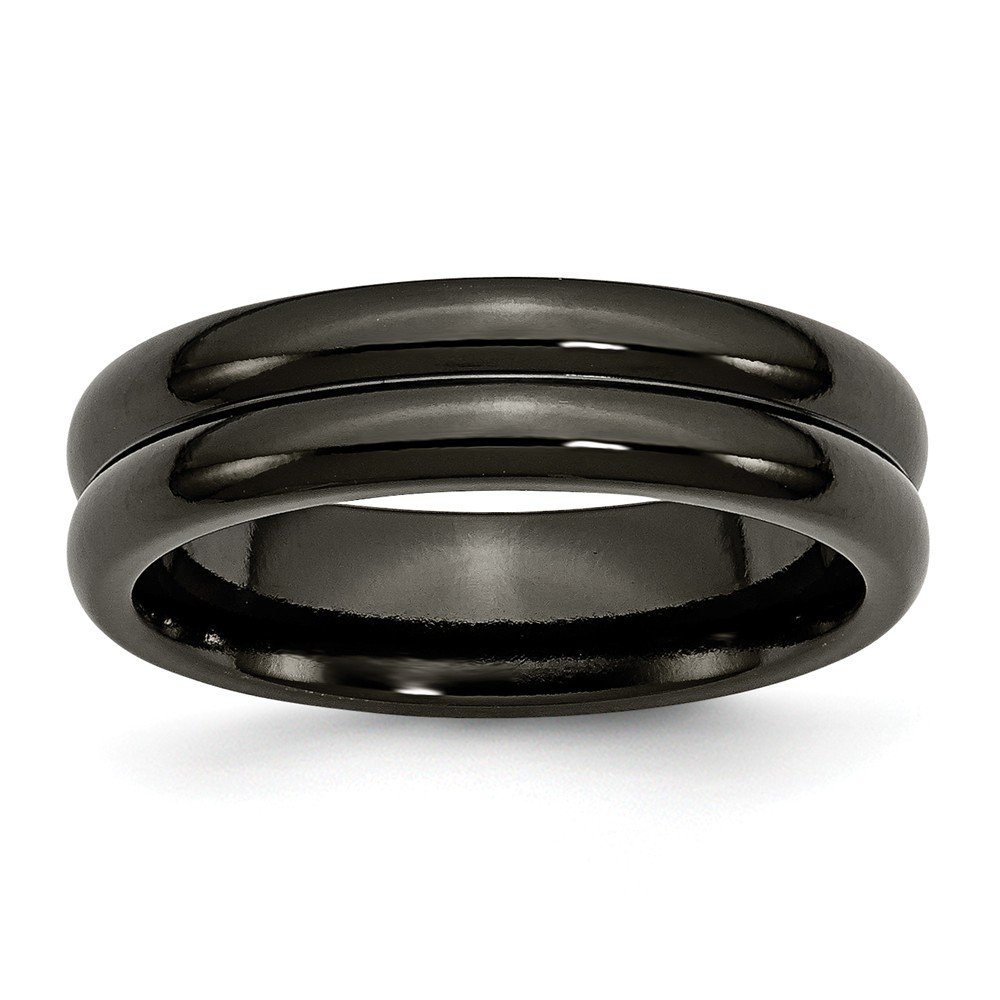 Solid Titanium Black Titanium Domed 6mm Wedding Band Ring for Men - Durable & Comfortable Titanium Wedding Ring for Everyday Wear, Anniversary, and Special Occasions