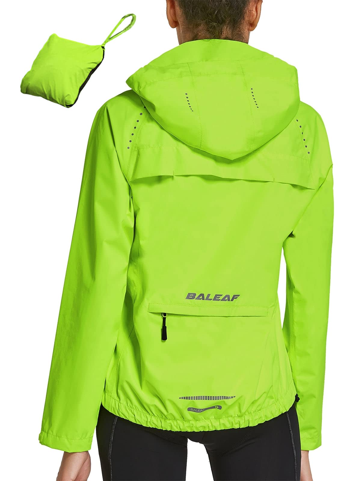 BALEAF Women's Waterproof Rain Jacket - Windproof Lightweight Running & Cycling Windbreaker with Reflective Hood - Packable for Hiking, Commuting & Outdoor Activities