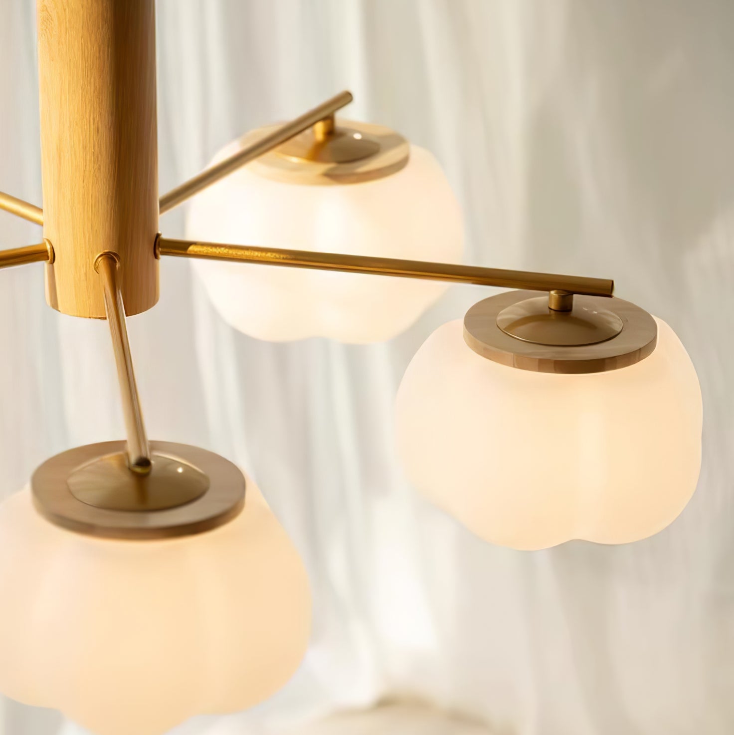 Handmade Cotton Ball Chandelier - Elegant Boho Home Decor for Bedroom, Nursery & Wedding | Soft Lighting Fixture with Natural Cotton Accents