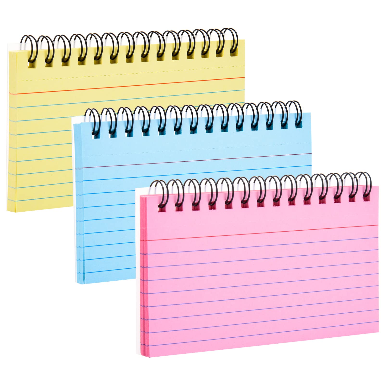 FRIUSATE 150 Sheets 3x5 Inches Colored Ruled Spiral Bound Index Cards with Ring - Colorful Study Flashcards for Nursing School, Office Organization & To-Do Lists | Perfect for Note Taking, Memorization & Task Management