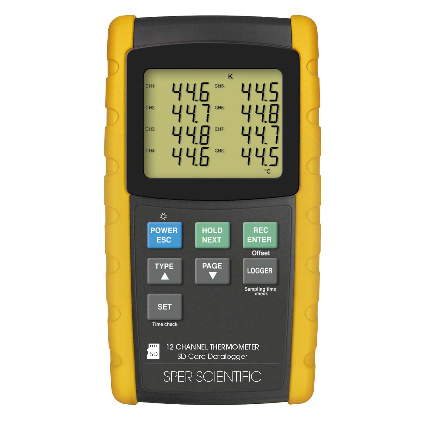 12 Channel Digital Thermometer with Data Logger - High Precision Temperature Monitoring for Labs, HVAC, Food Storage & Industrial Use