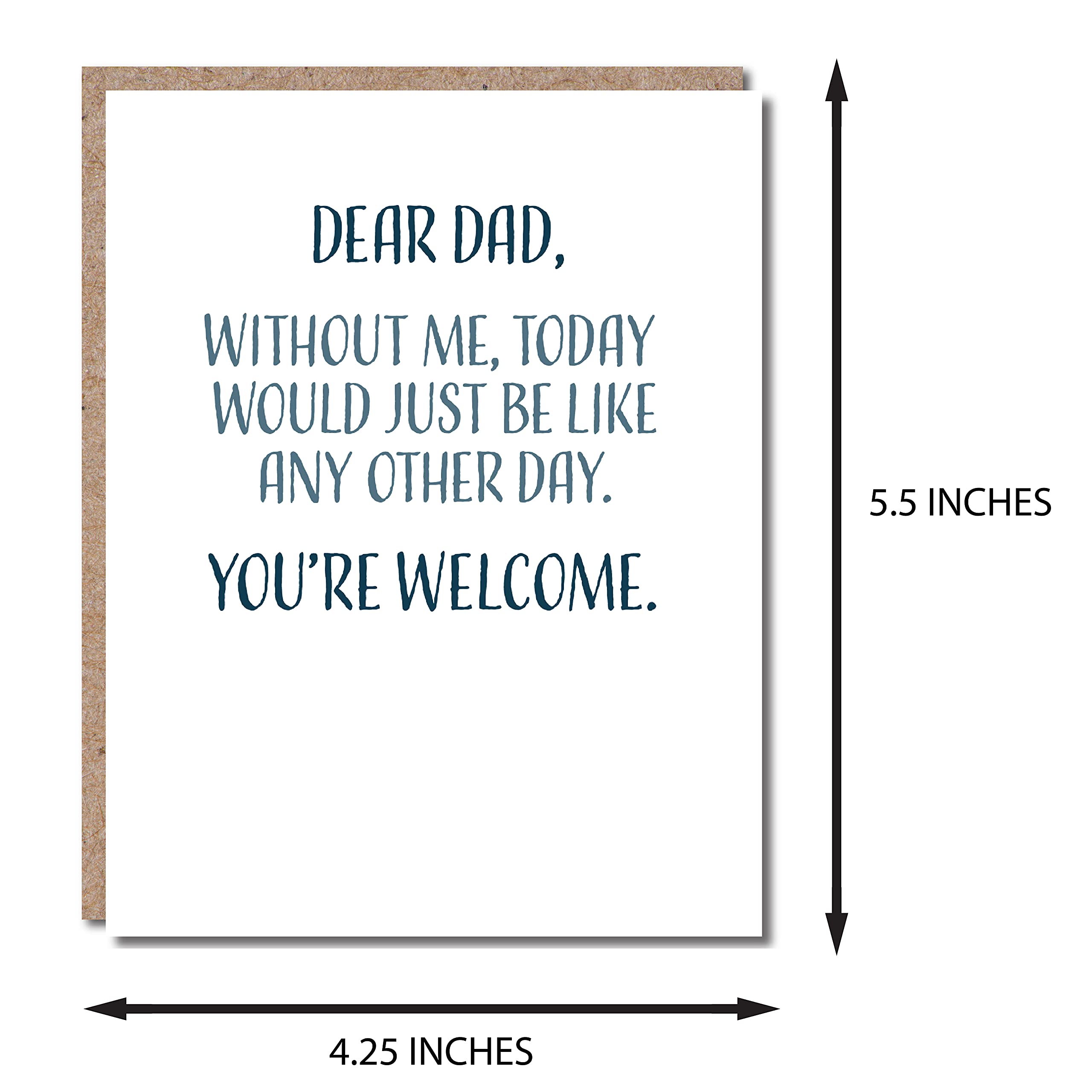 Funny Fathers Day Card from Daughter or Son, Blank Inside Greeting Card for Dad, 4.25 X 5.5 with Envelope, Perfect for Office, Home, or Gift Giving