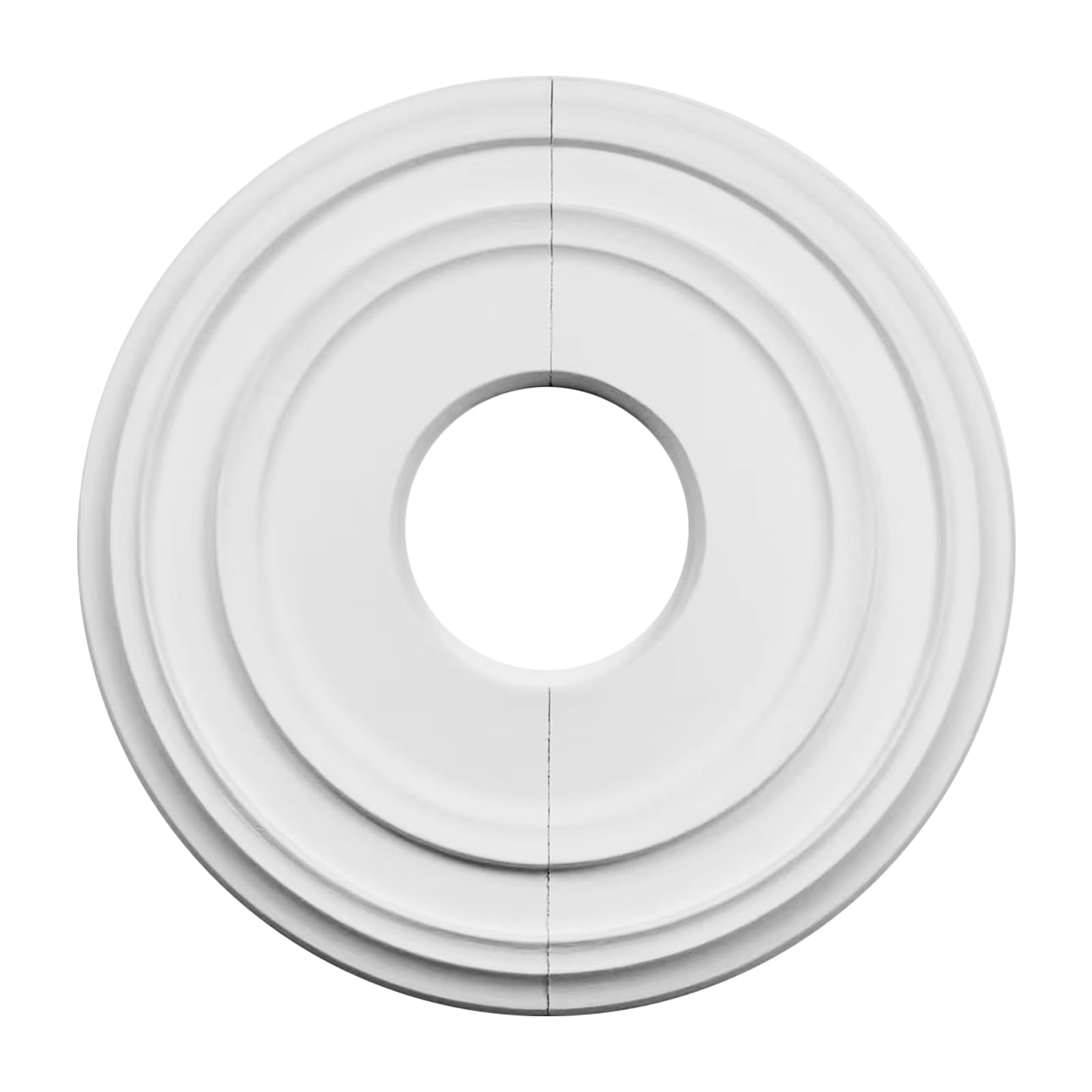 Split Molded PU Ceiling Medallion - 12 Inch Round Smooth Finish Light Fixture Backdrop for Ceiling Fans & Chandeliers - White (12