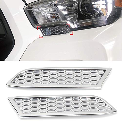 Toyota Tacoma Front Bumper Light Cover 2015-2020 - ABS Chrome Headlight Trim Accessory for Off-Road Protection & Style Upgrade