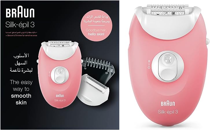 Braun SE3440 Electric Hair Epilator - 2 Speed Settings for Smooth Skin | Painless Hair Removal for Legs, Underarms & Bikini Line | Cordless & Rechargeable for Home & Travel Use