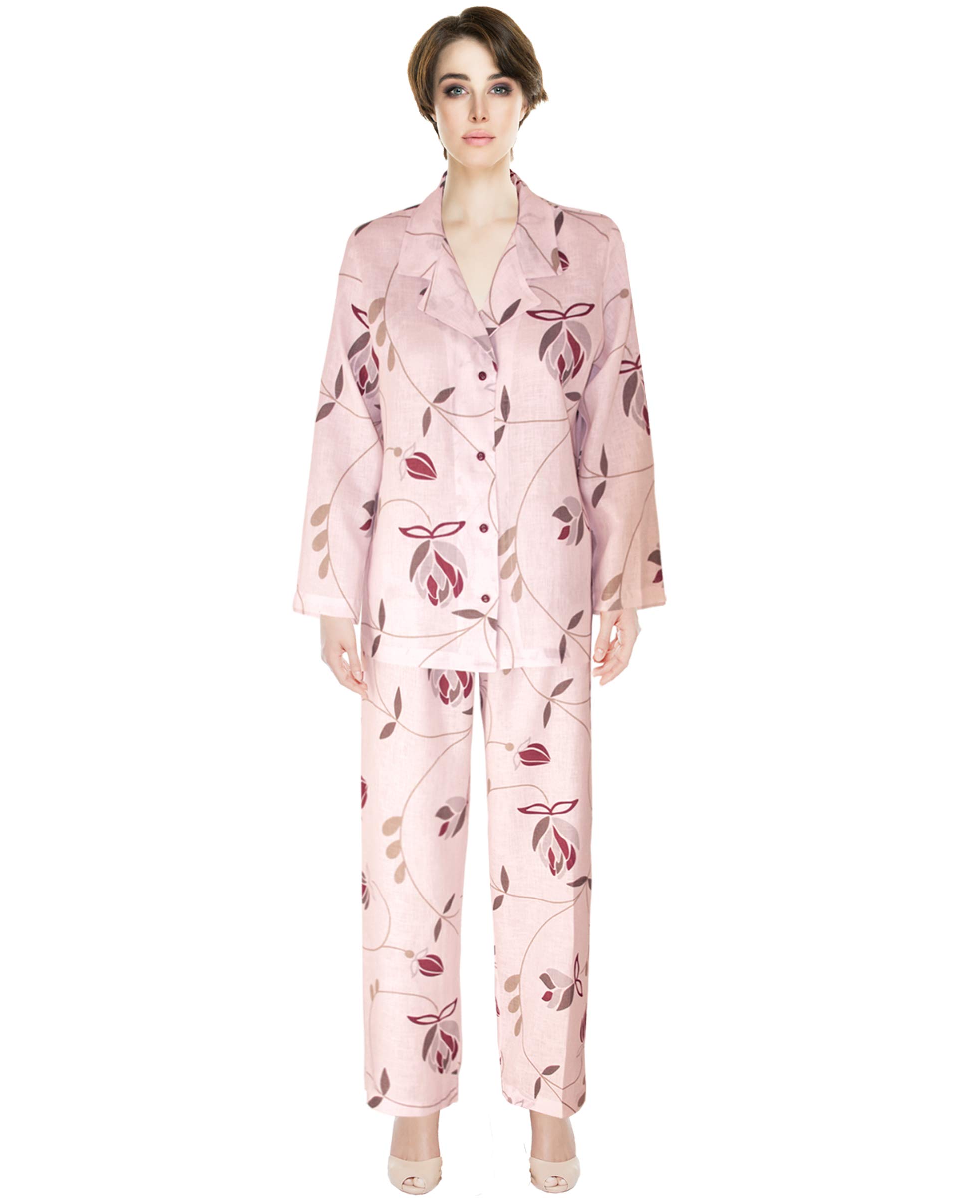 Gisele Kimono Robe with Matching Pajamas & Slippers - Large Size Rose Print - Perfect for Spa Days, Bridal Showers & Relaxing at Home