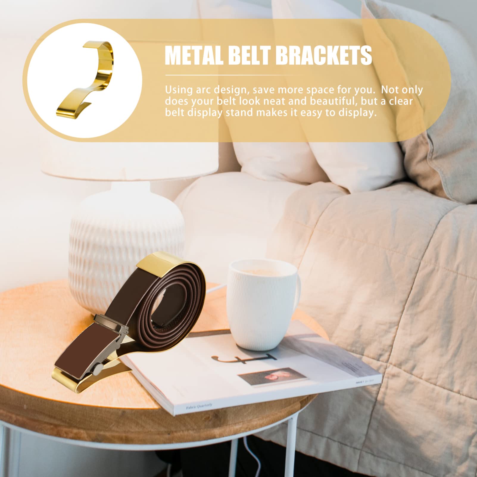 Premium Stainless Steel Belt Display Stand - Heavy Duty Belt Organizer & Storage Rack for Closet, Retail Store | Space Saving Belt Holder for Home & Commercial Use | Golden Finish for Elegant Display