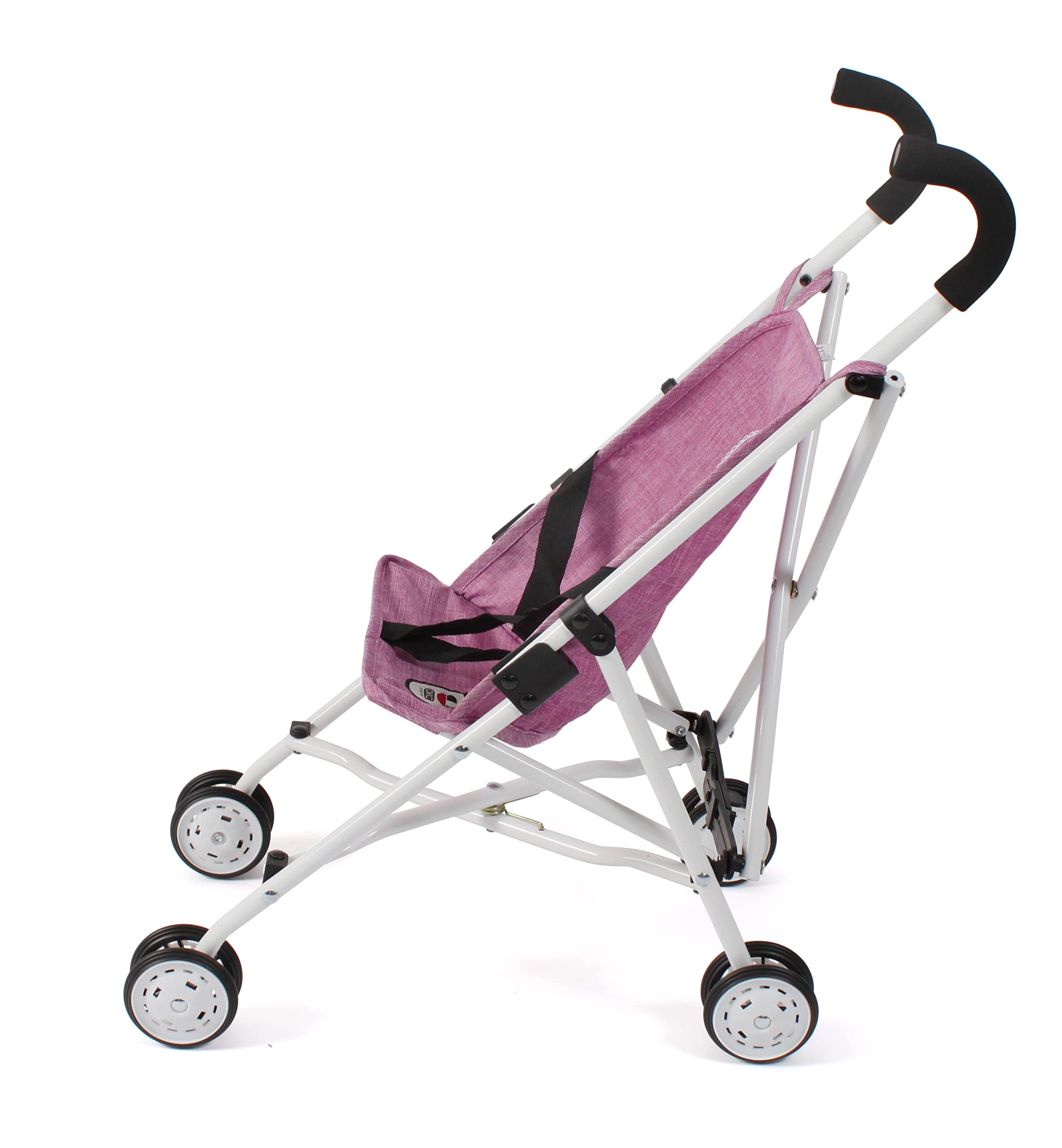 Roma Doll Stroller - Mini Buggy for Baby Dolls in Denim & Rose Pink | Perfect for Pretend Play, Role-Playing, and Outdoor Walks with Toddlers